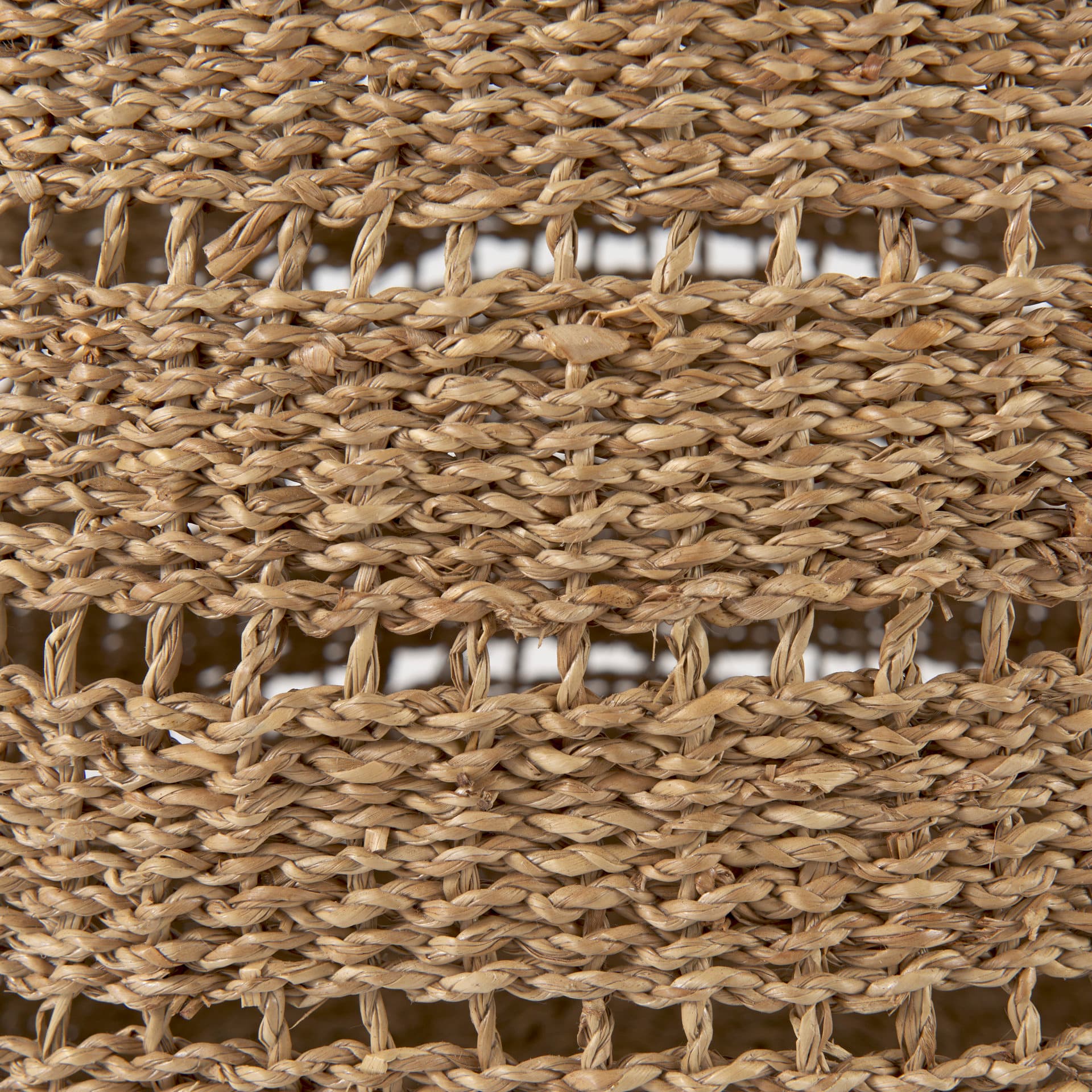 Hayes 17.7L x 17.7W x 11.8H (Set of 2) Medium Brown Seagrass Round Basket with Stripe Pattern — product photograph