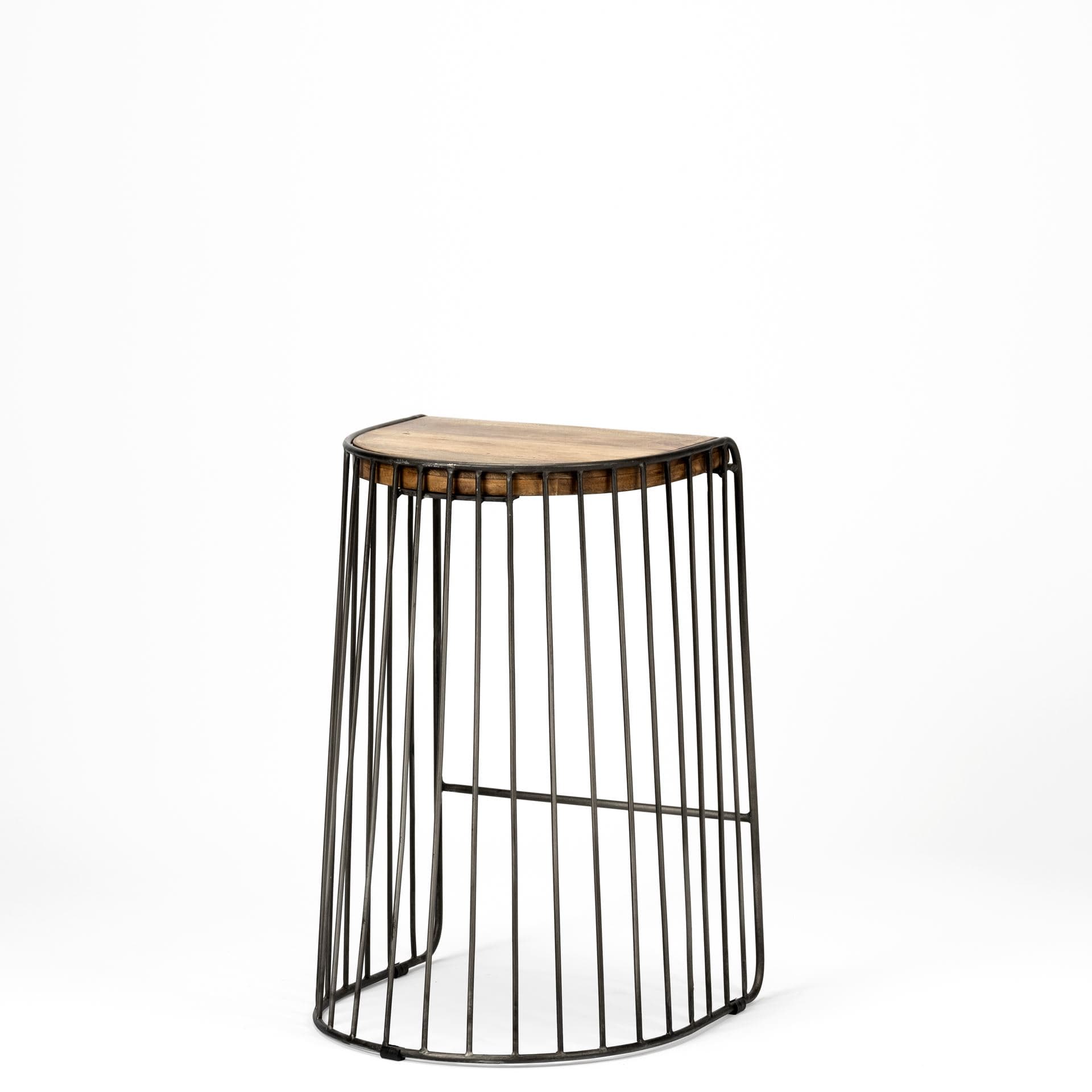 Seagram Backless 25.6in Seat Counter Stool | Brown Wood w/ Black Metal — product photograph