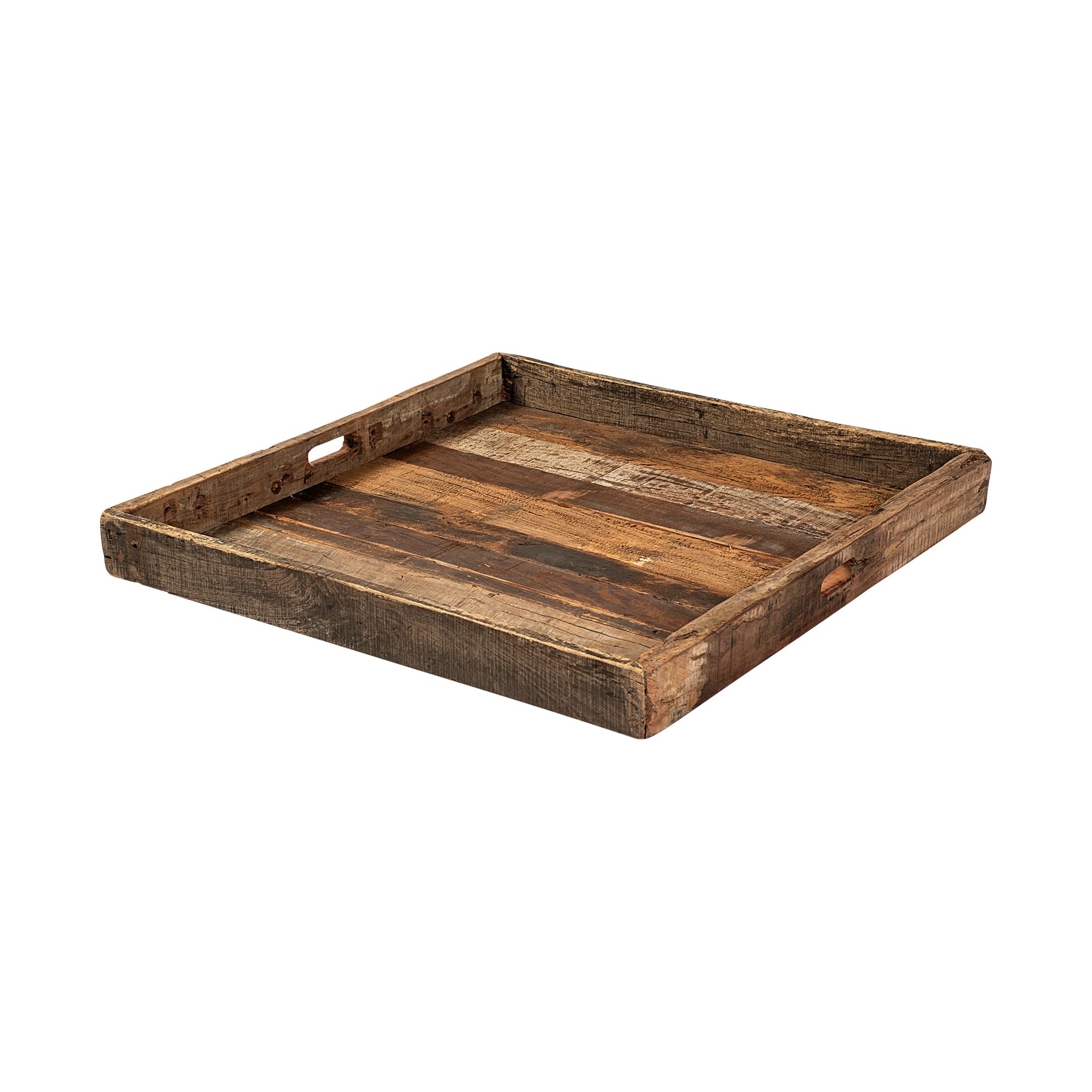 Carson (Large) 30L x 30W Brown Reclaimed Wood Tray — product photograph