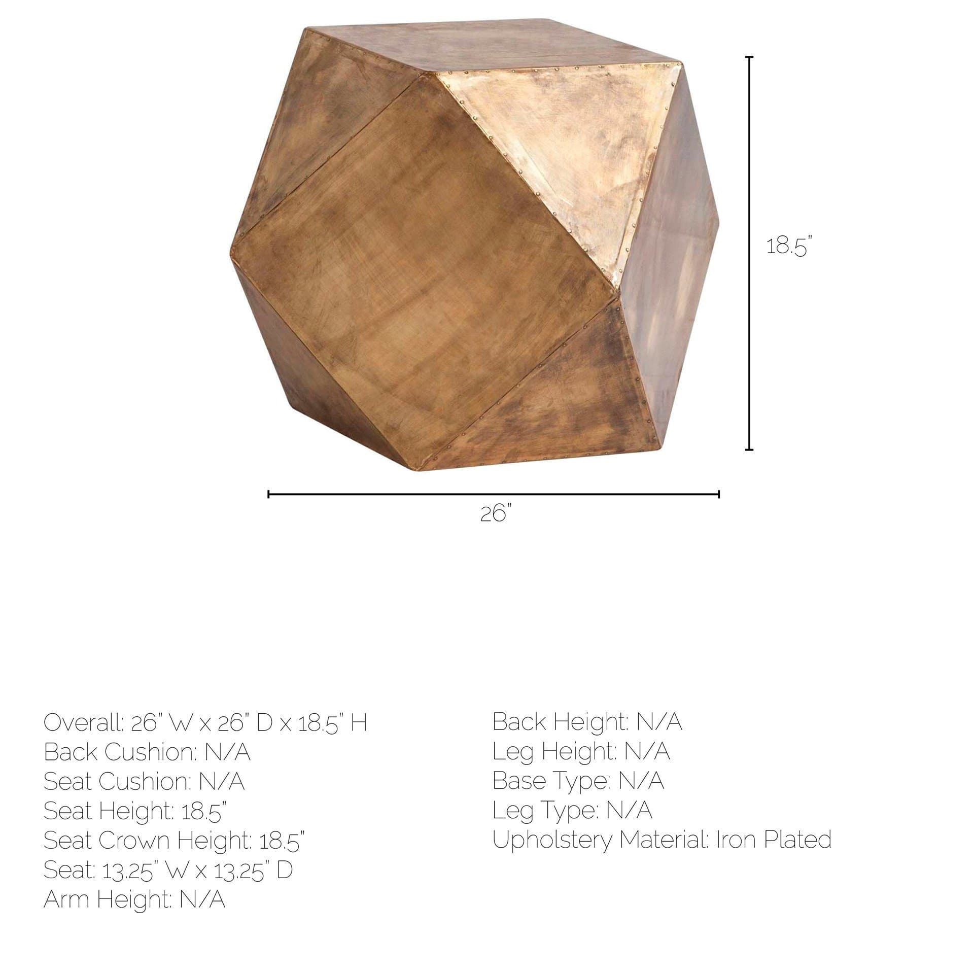 Exagoni 26" x 18.5" Hexagonal Brass Plated Hexagonal End/Side Table — product photograph