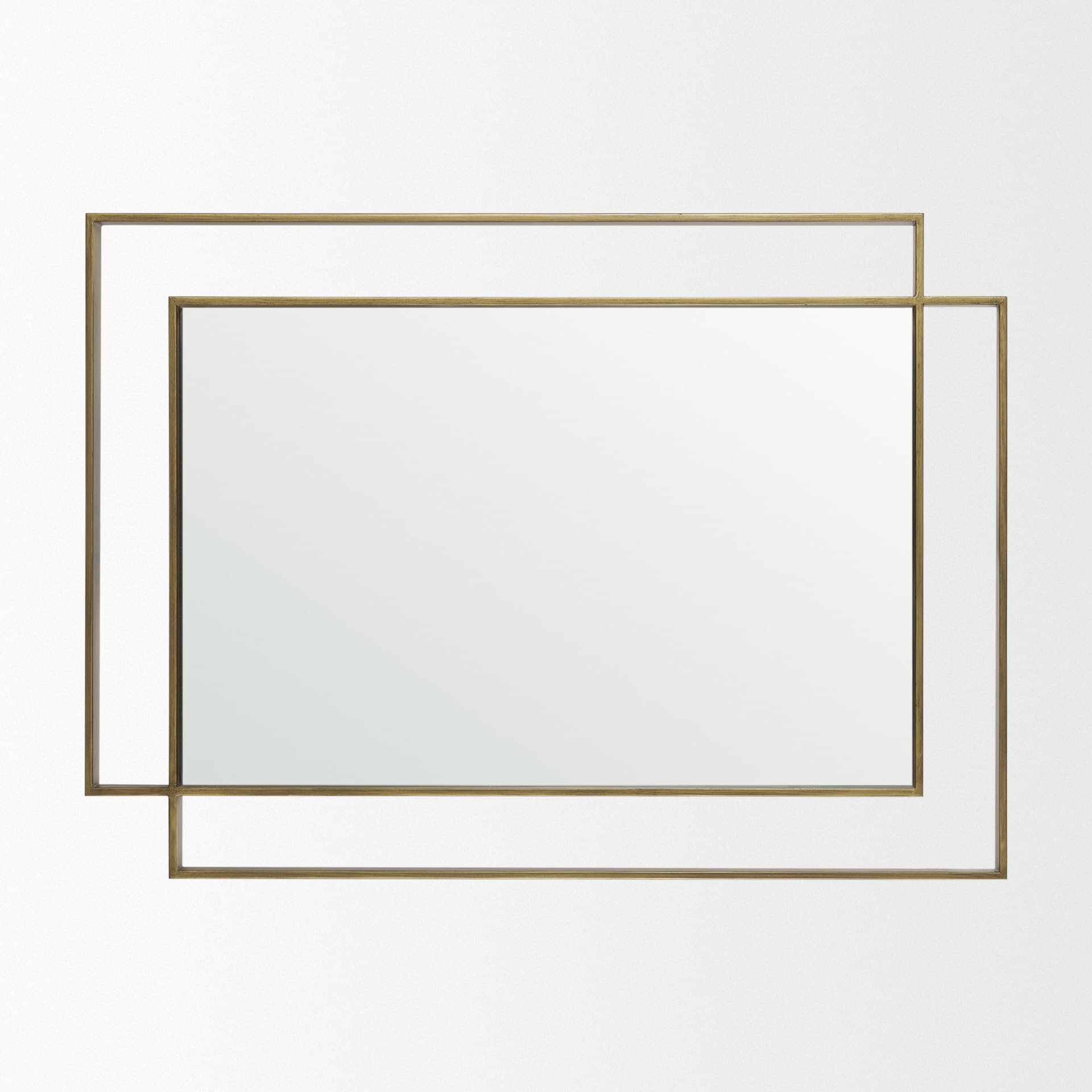 Tiva Rectangular Dual Brushed Gold Metal Framed Mirror — product photograph