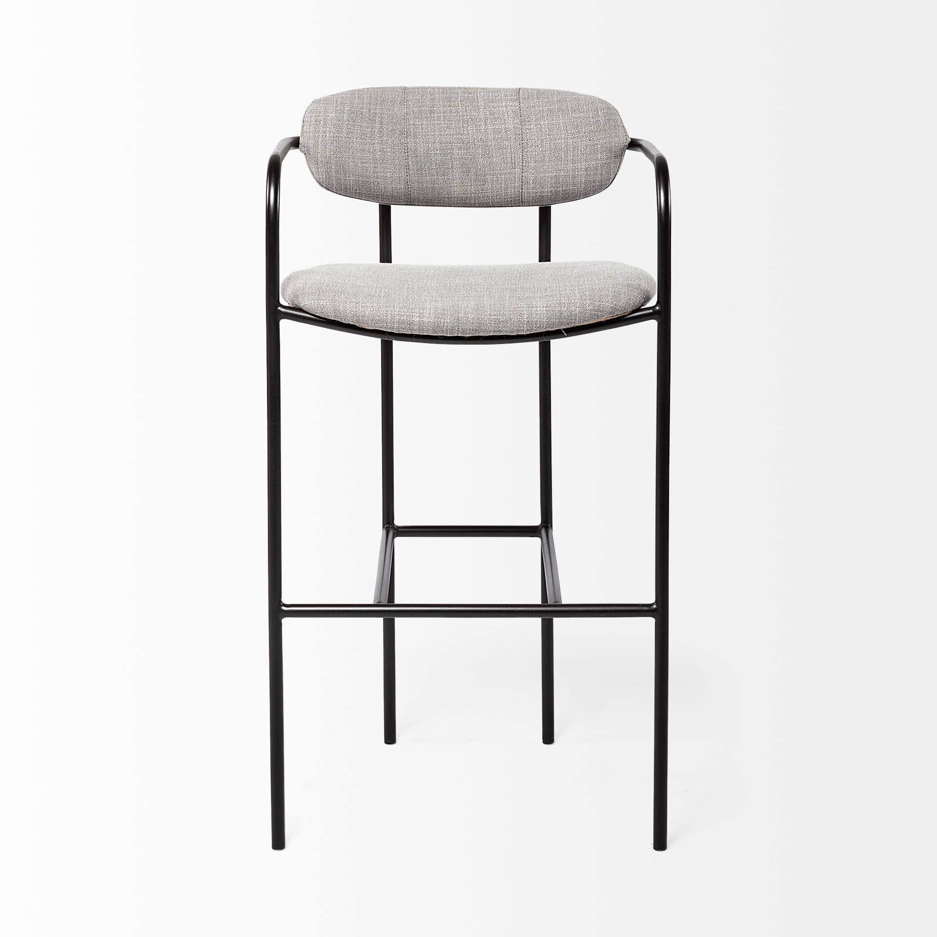 Parker Low Back 30.25in Seat Bar Stool | Gray Fabric w/ Black Metal — product photograph