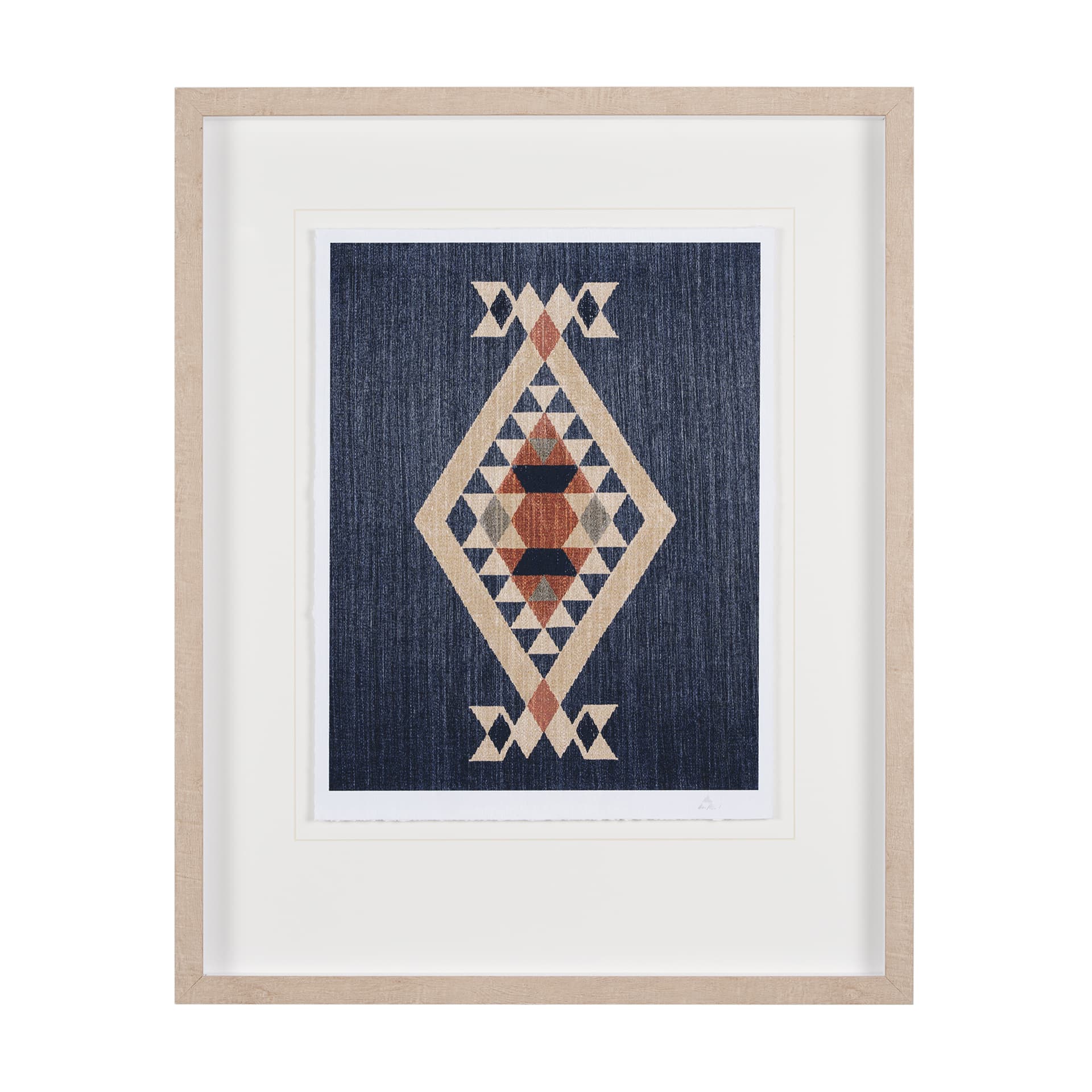 Blue Tapestry I by Mercana Studio a Hand Embelished Textured Framed Art Print Matted under Glass — product photograph