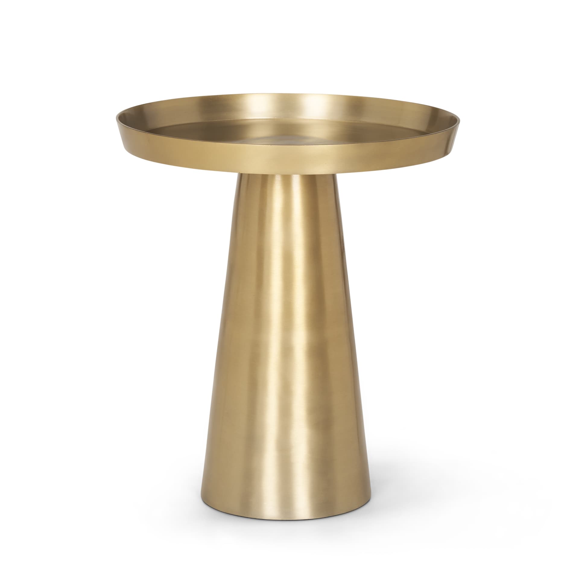 Roland Satin Brass Cast Aluminum Metal Accent Table — product photograph