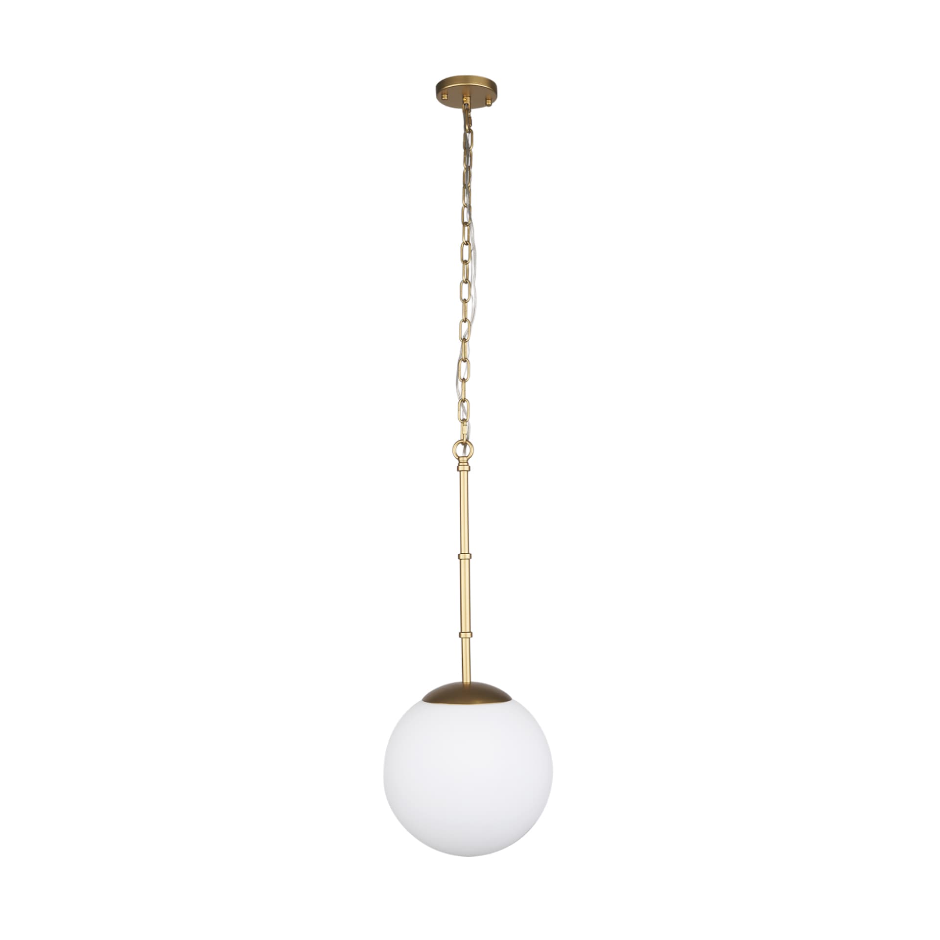 Edie Brushed Gold Metal w/ Frosted Glass Globe 1-Light Pendant — product photograph