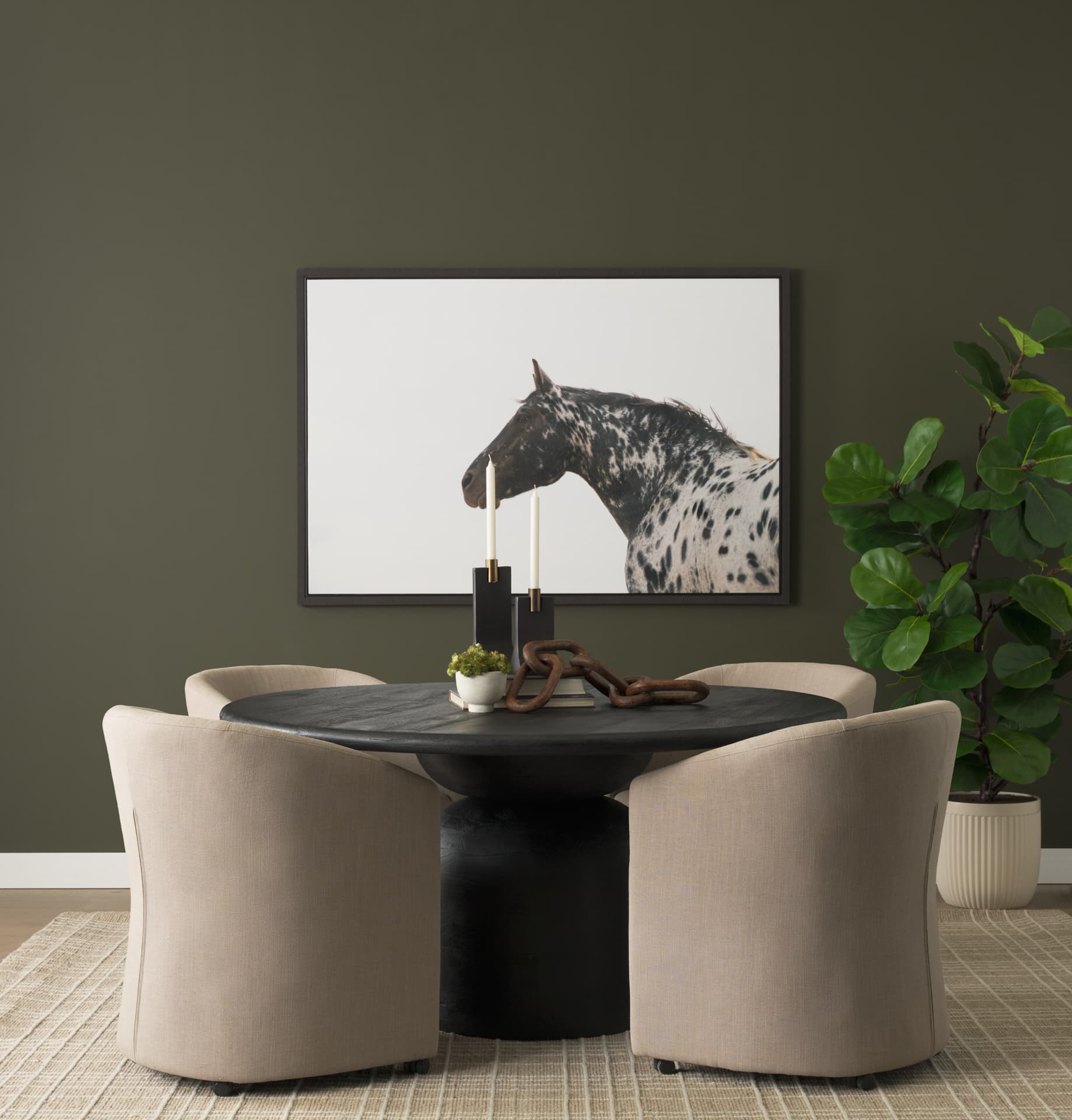 Sondra Barrel Back Dining Arm Chair | Gray Fabric w/ Wood — product photograph