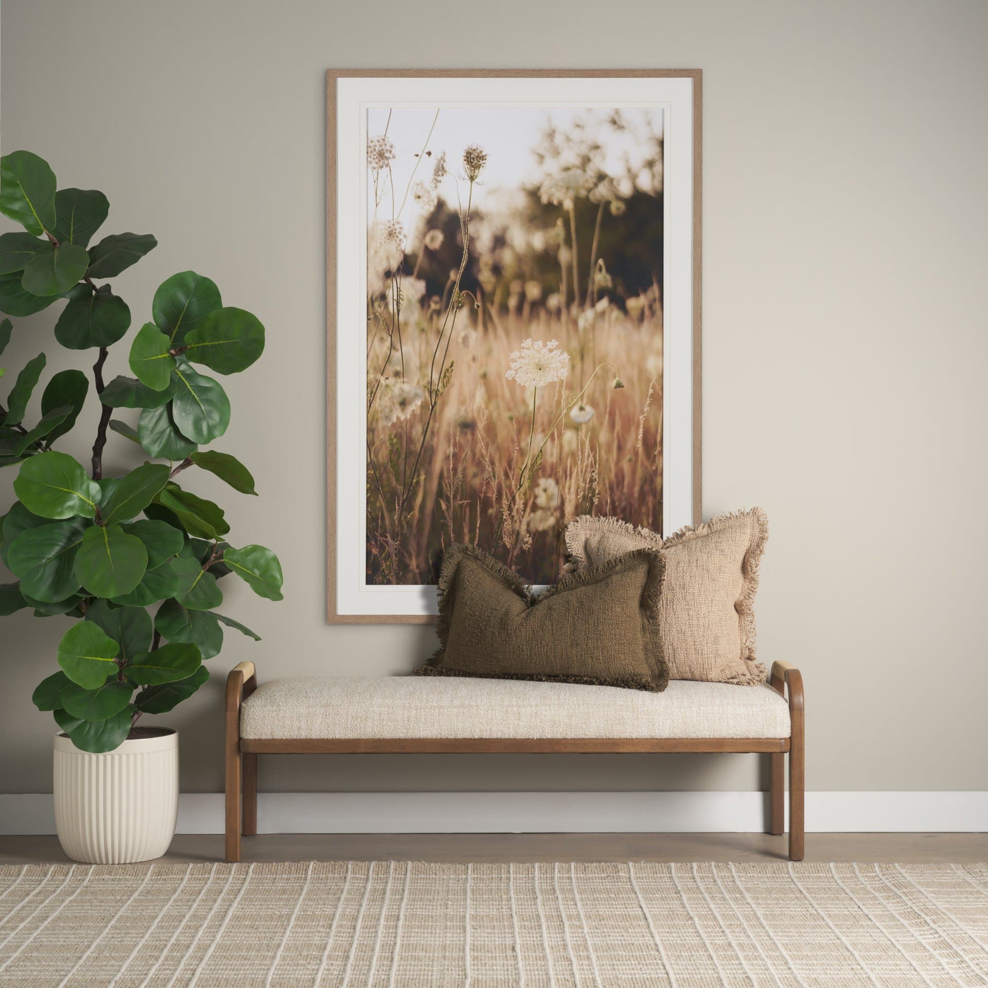 Wild Carrot Flowers by Zaira Zarotti Textured Framed Photo Print Matted under Glass — in a styled room
