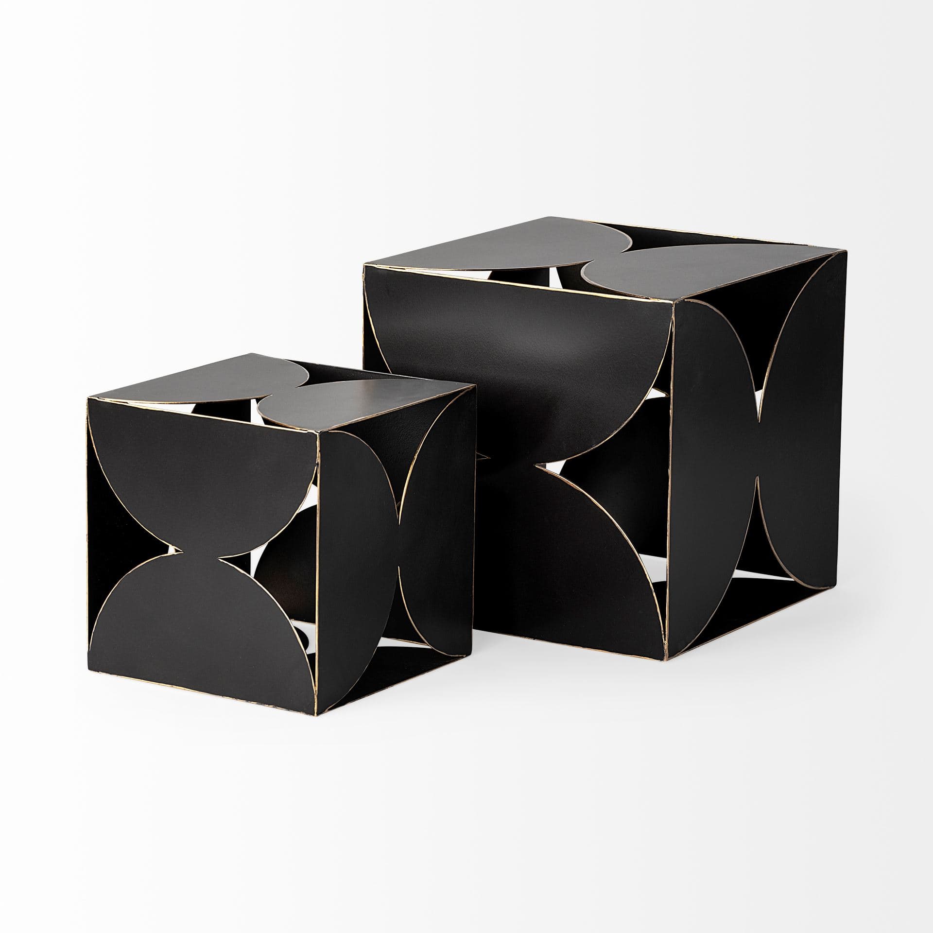 Darren (Small) 6L x 6W Black Metal Decorative Cube — product photograph