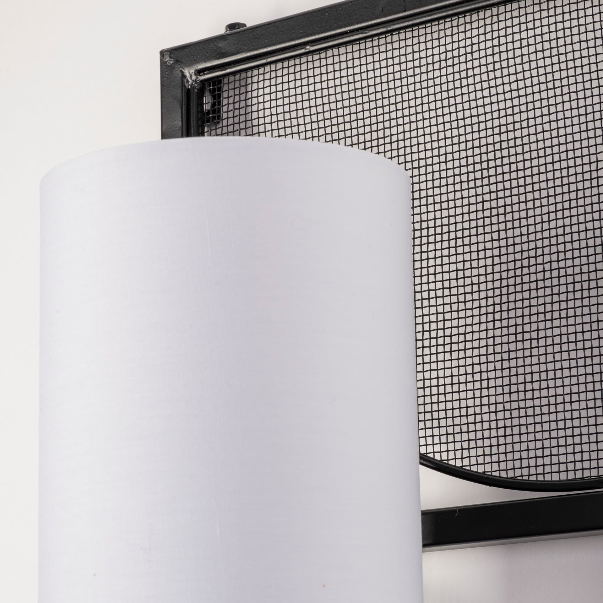 Navin 10x46.5 Black Metal Body White Fabric Shade Rectangular Wall Sconce — product photograph