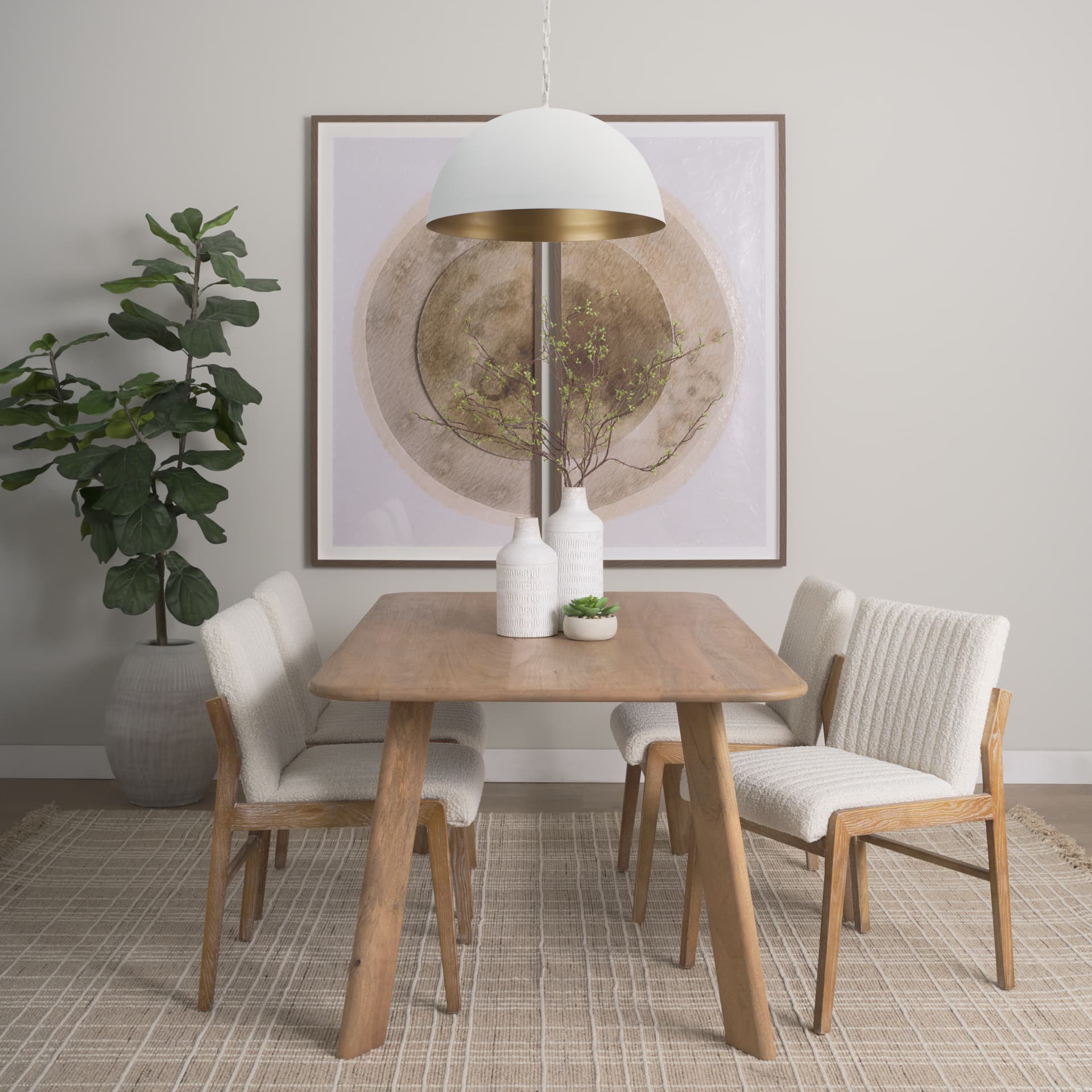 Doma 24" Round White Dome Pendant Light — in a styled room
