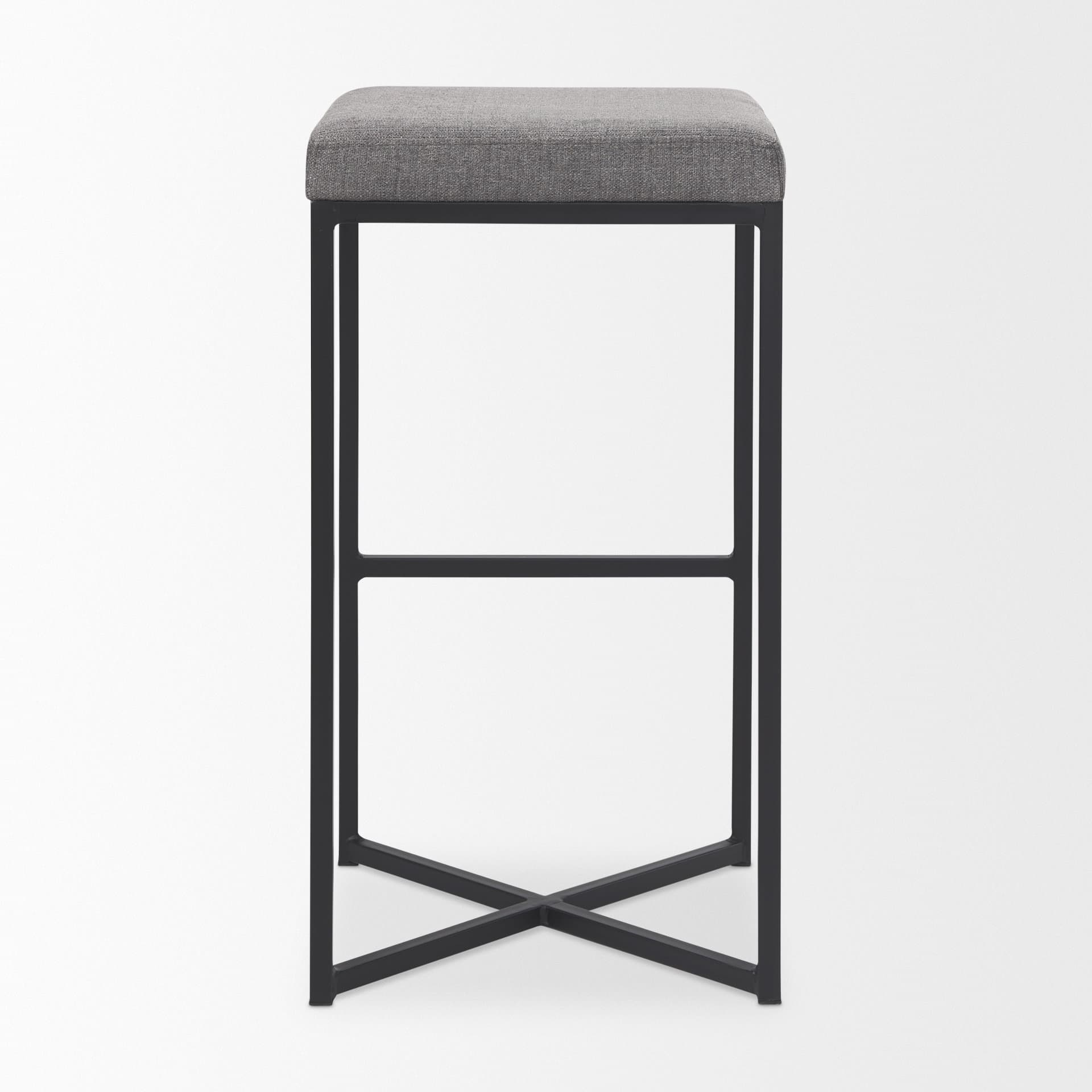 Frodo Backless 29.75in Seat Bar Stool | Gray Fabric w/ Black Iron — product photograph