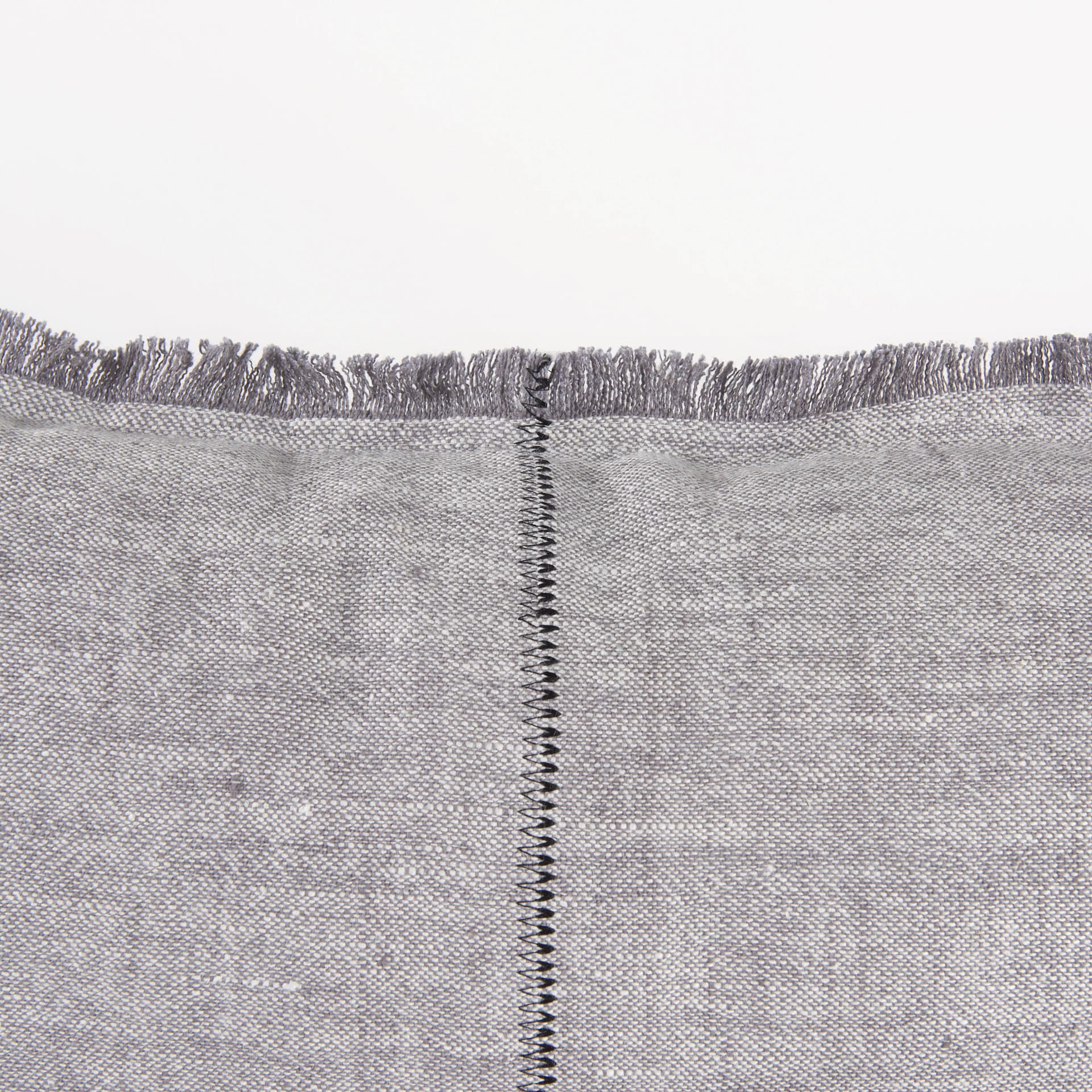 Thais 13x21 Gray Fabric Fringed Pillow Cover w/Down Filler — product photograph