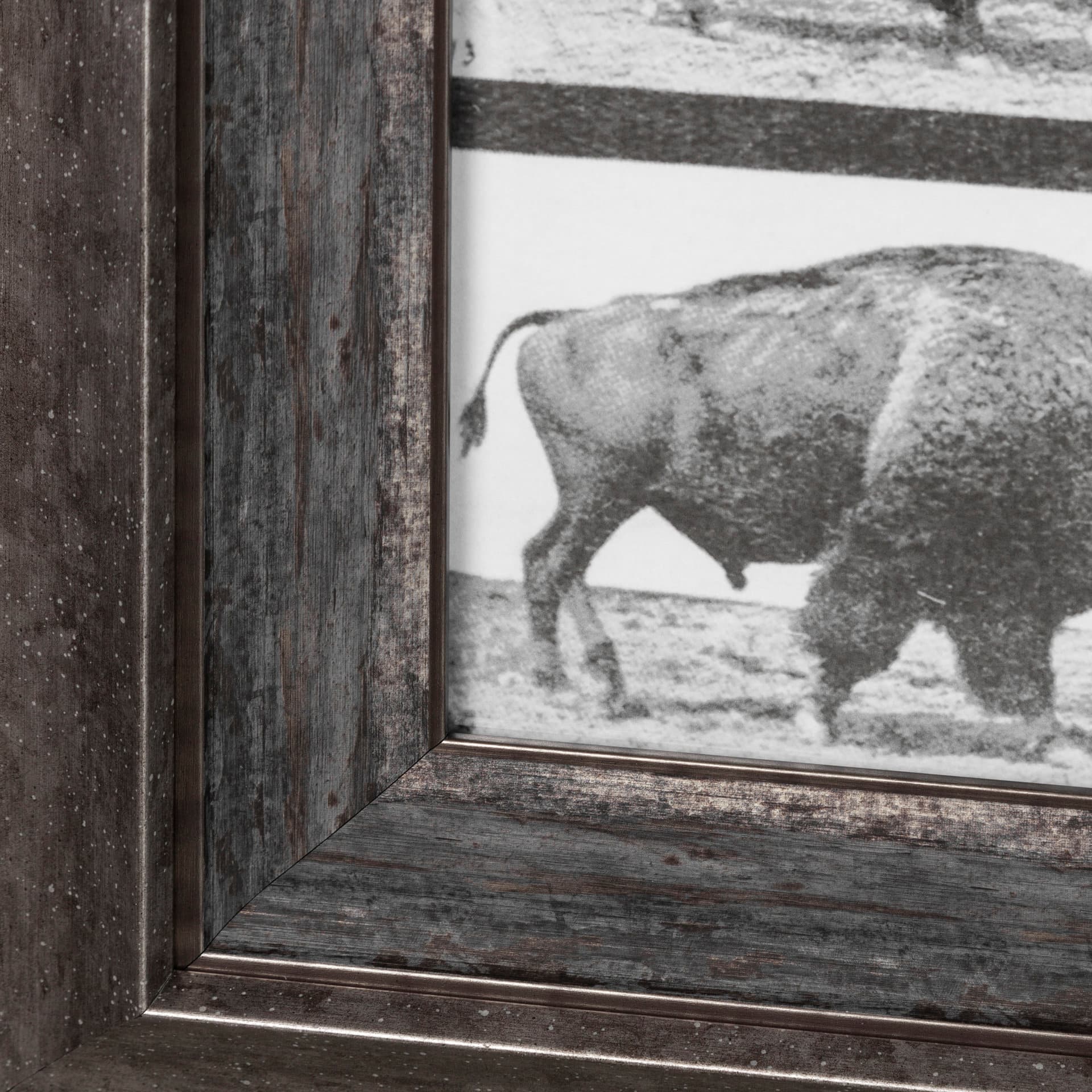 Buffalo Walking by Eadweard Muybridge Hand Embellished Textured Framed Art Print Matted under Glass — product photograph