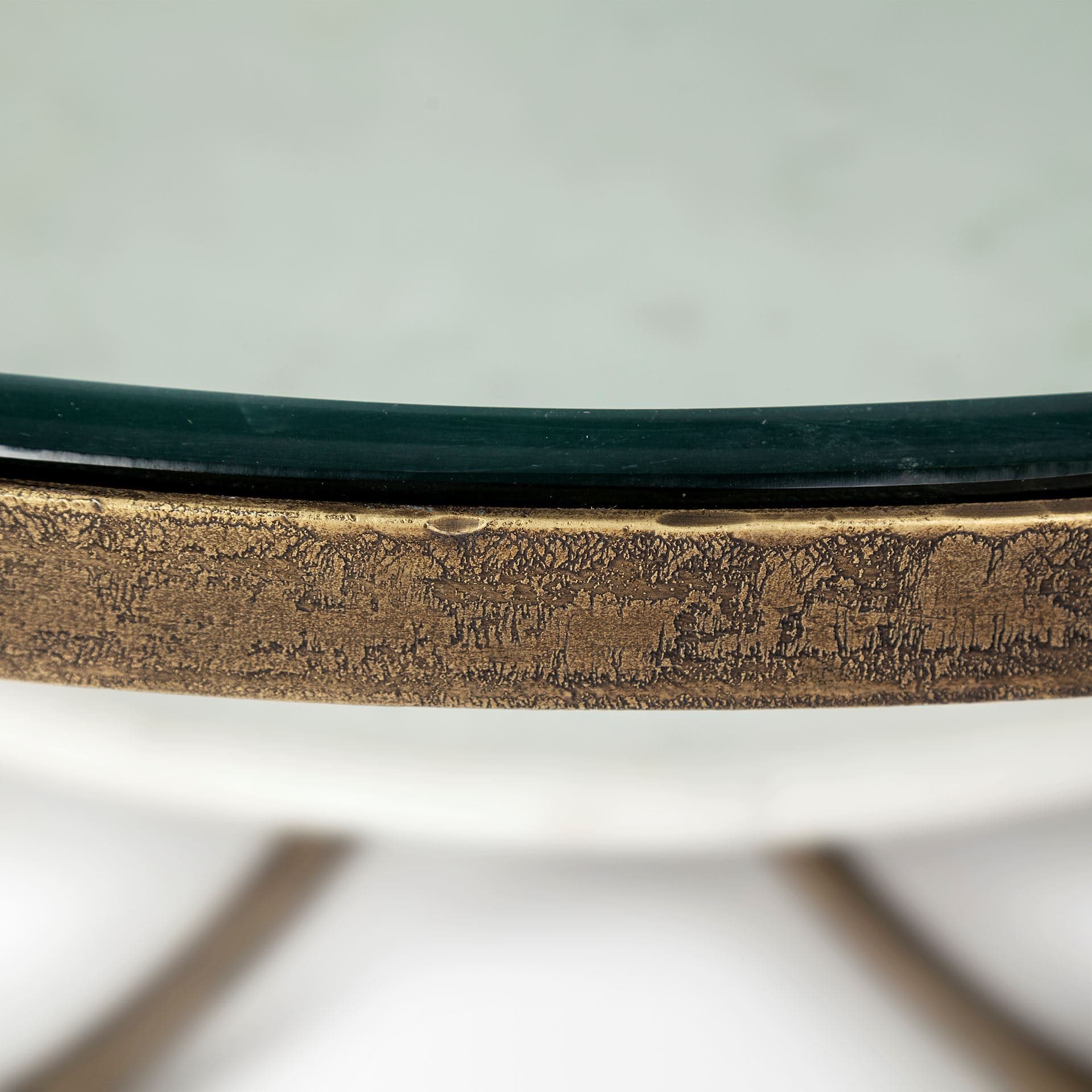 Reinhardt 36" Round Glass Top Marble Shelf Gold Metal Base Coffee Table — product photograph
