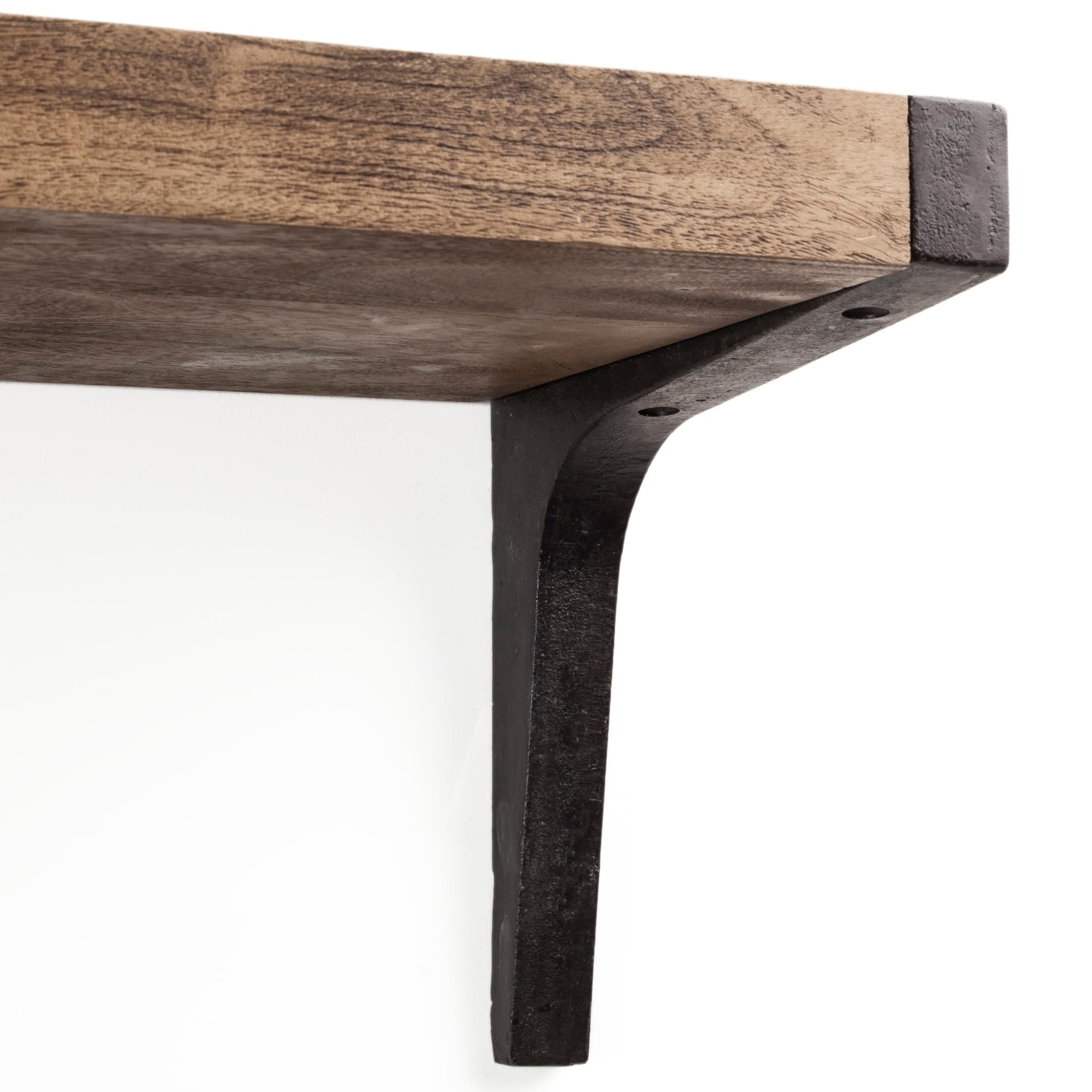 Dion I 58.0L x 11.0W x 11.0H Brown Wood W/Black Metal Wall Shelf — product photograph