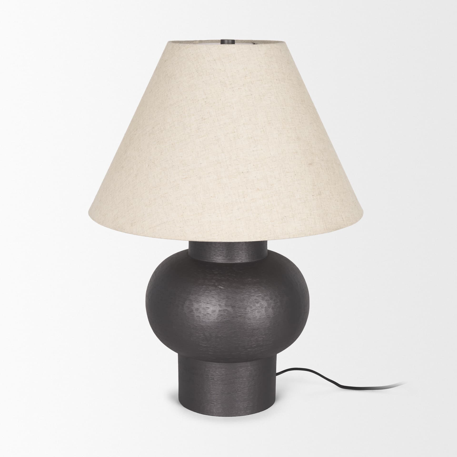 Salaah Black Brushed Metal w/ Beige Shade Table Lamp — product photograph