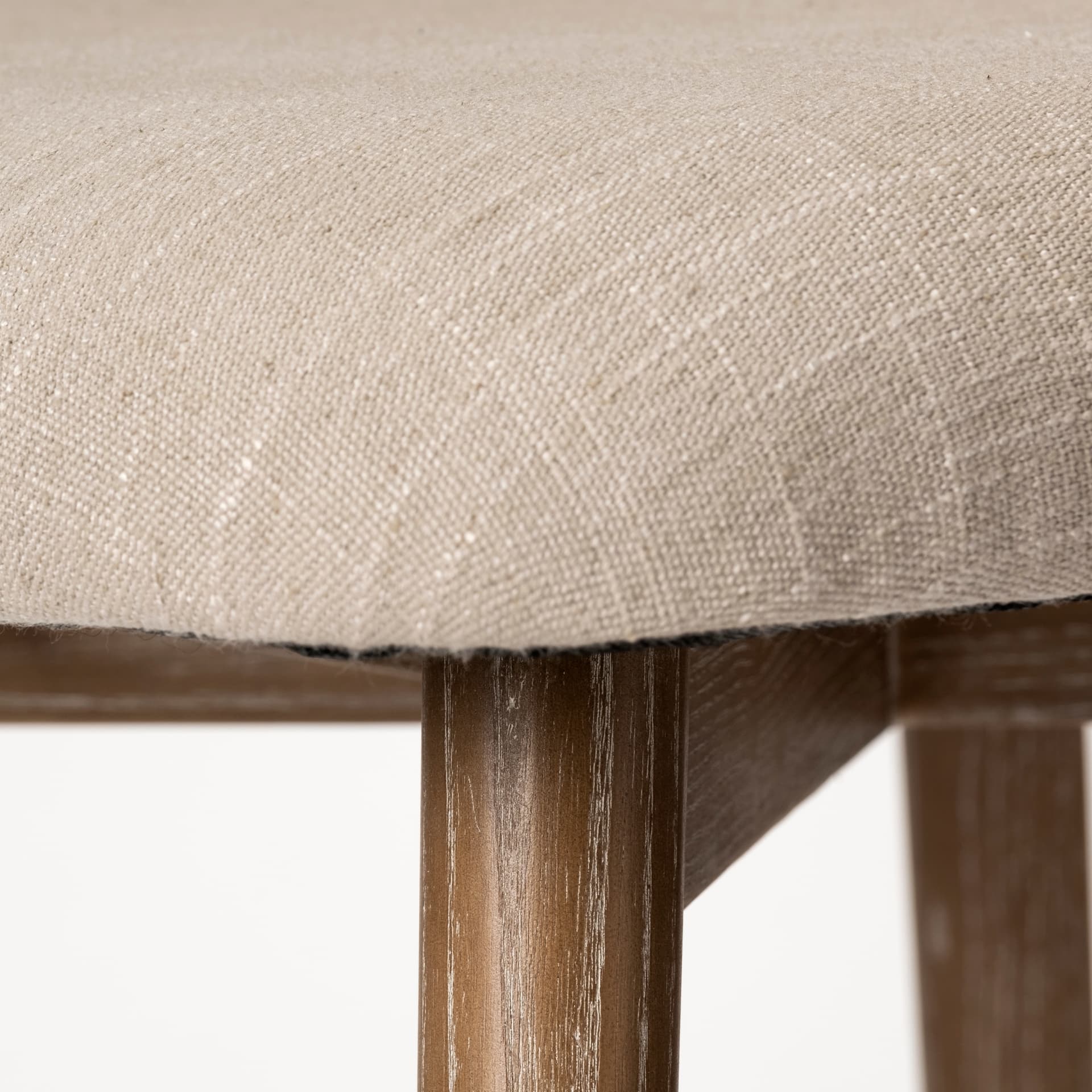 Ronald Curved Back Dining Side Chair | Cream Fabric w/ Brown Wood — product photograph