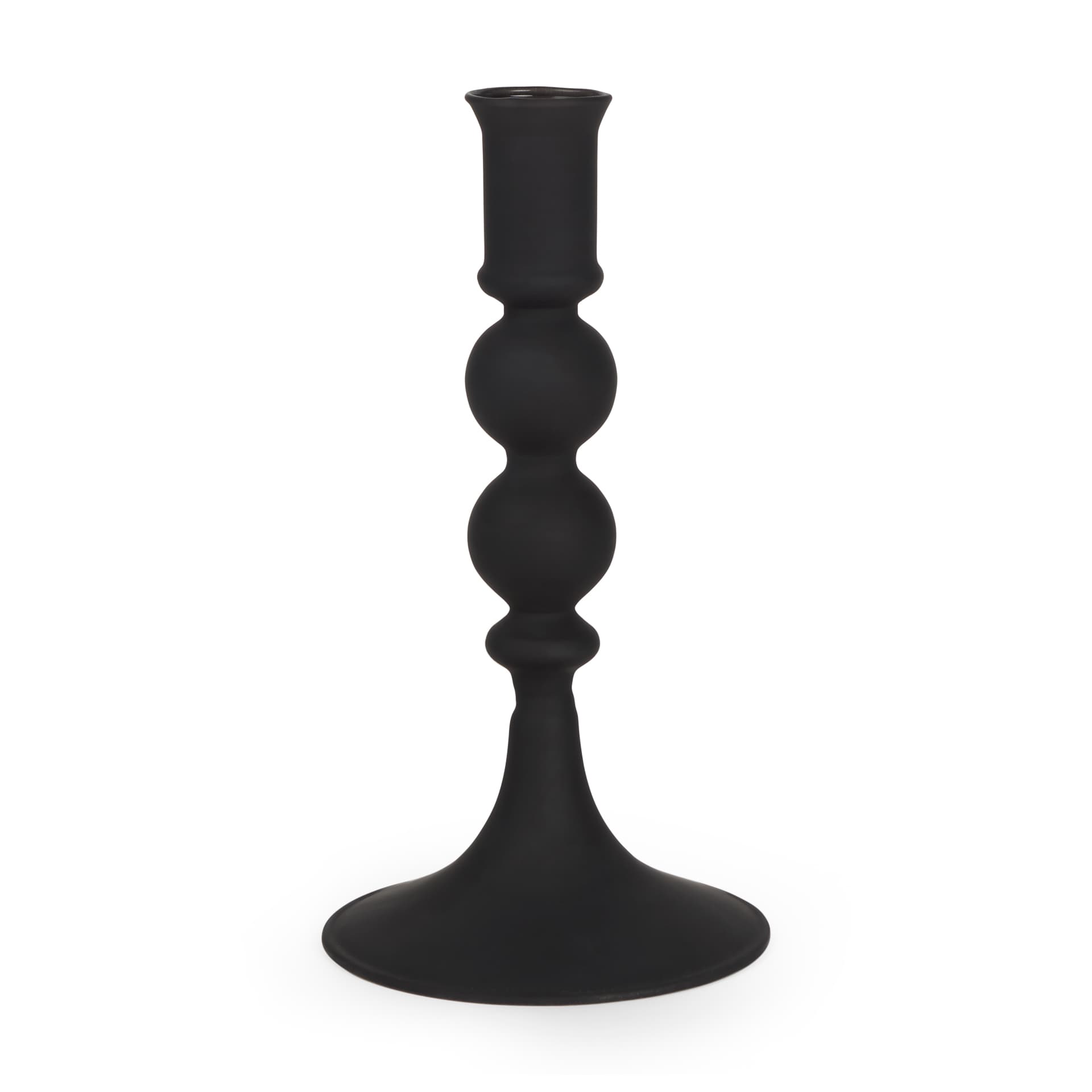 Haute Small Matte Black Blown Glass Candlestick — product photograph