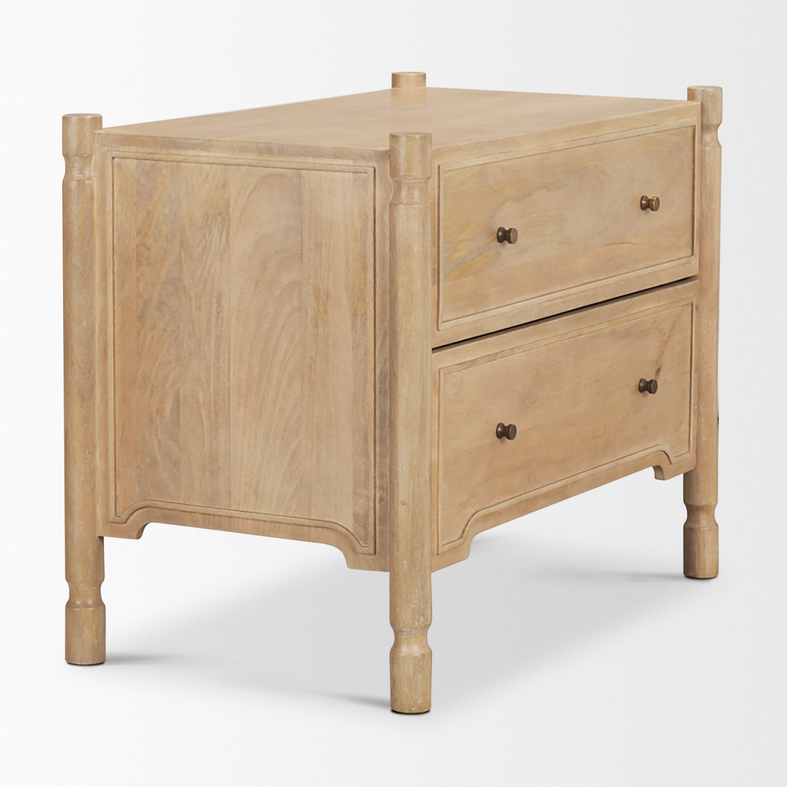 Phil Light Brown Wood 2 Drawer Nightstand — product photograph