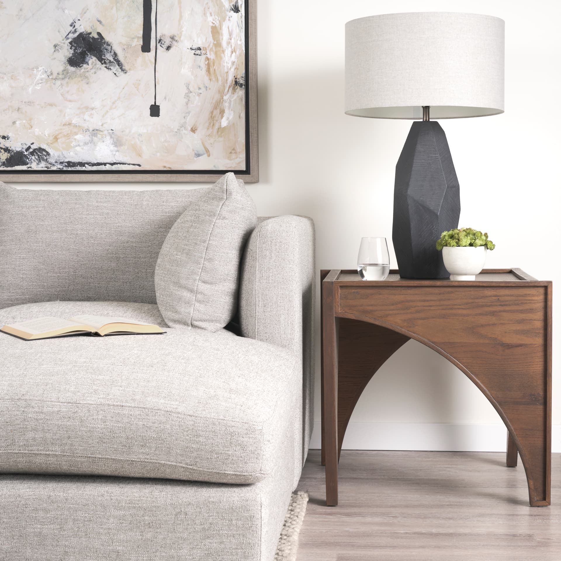 Laraya Medium Brown Wood w/ Arches End Table — product photograph