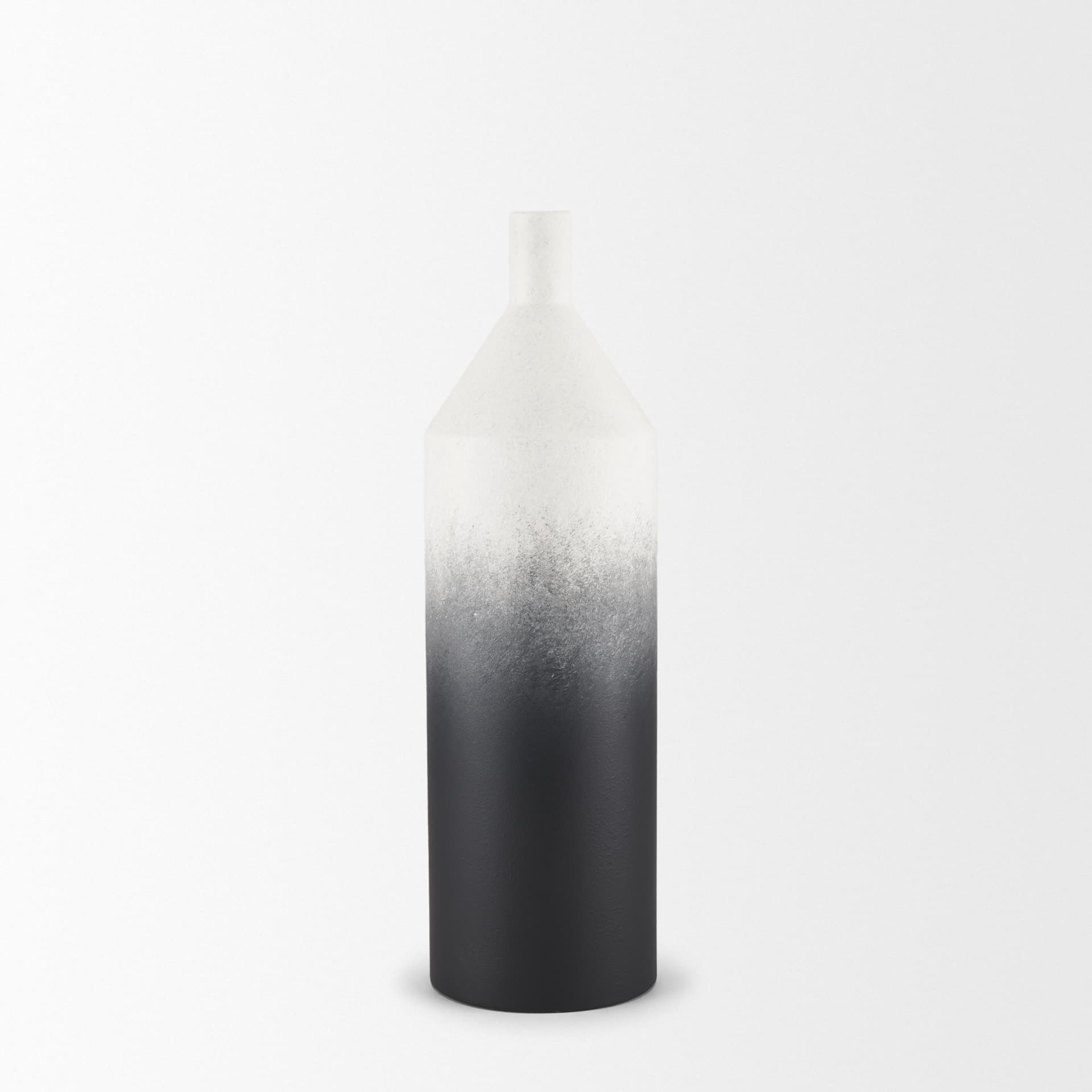 Townley Small White w/ Black Ombre Metal Vase — product photograph