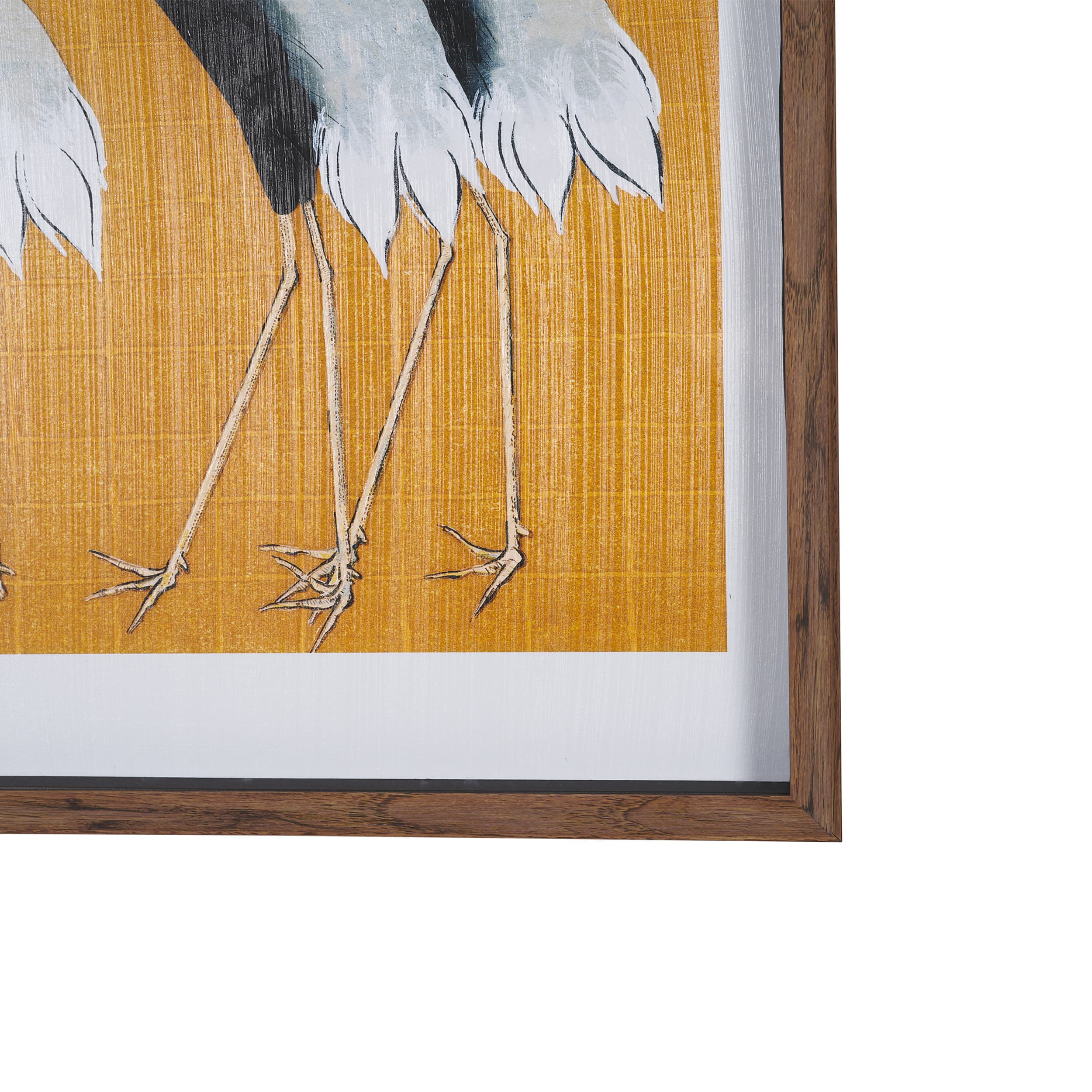 Japanese Red Crown Crane by Ogata Korin Hand-Embellished Textured Framed Artwork Matted under Glass — product photograph