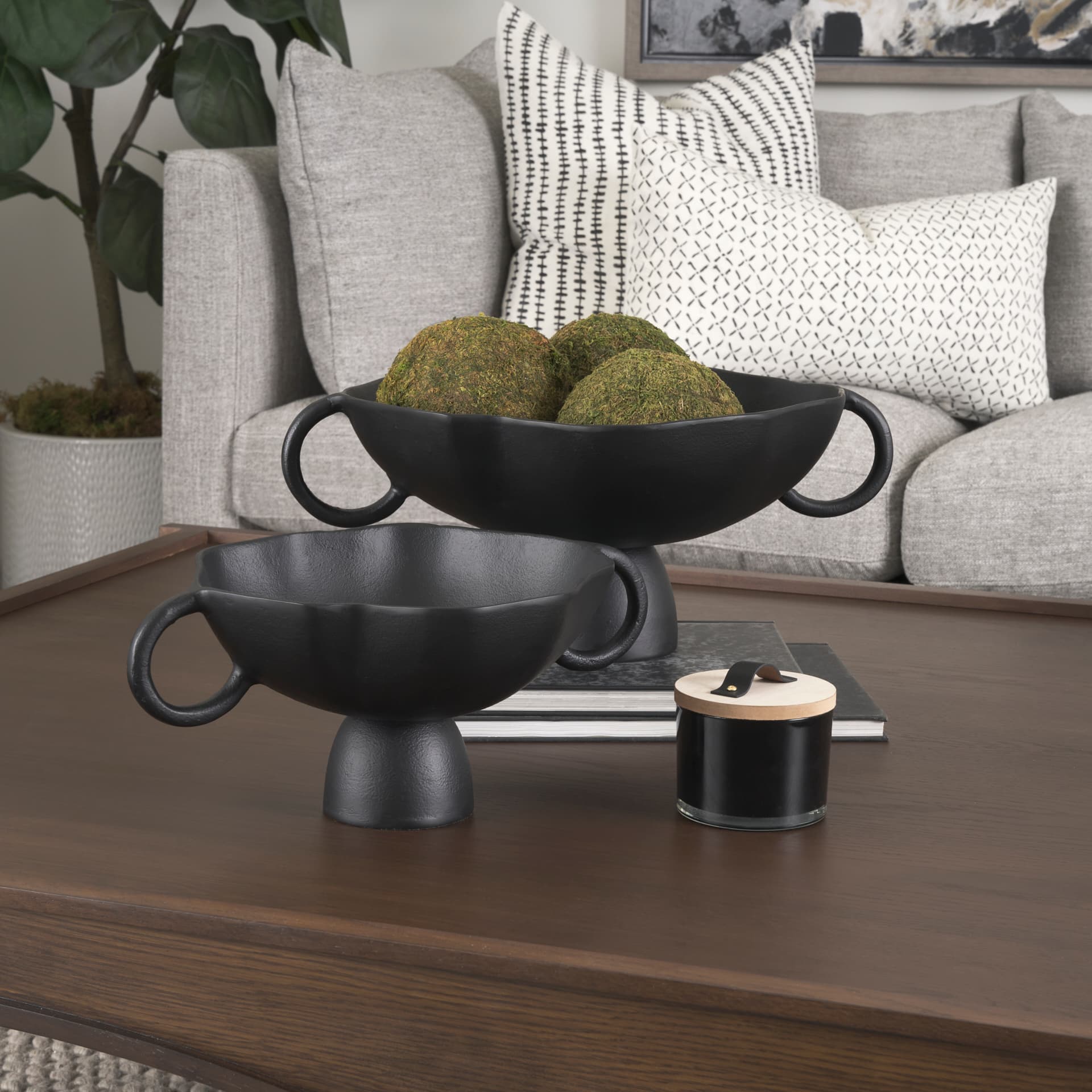 Radka Small Matte Black Metal Decorative Bowl — product photograph