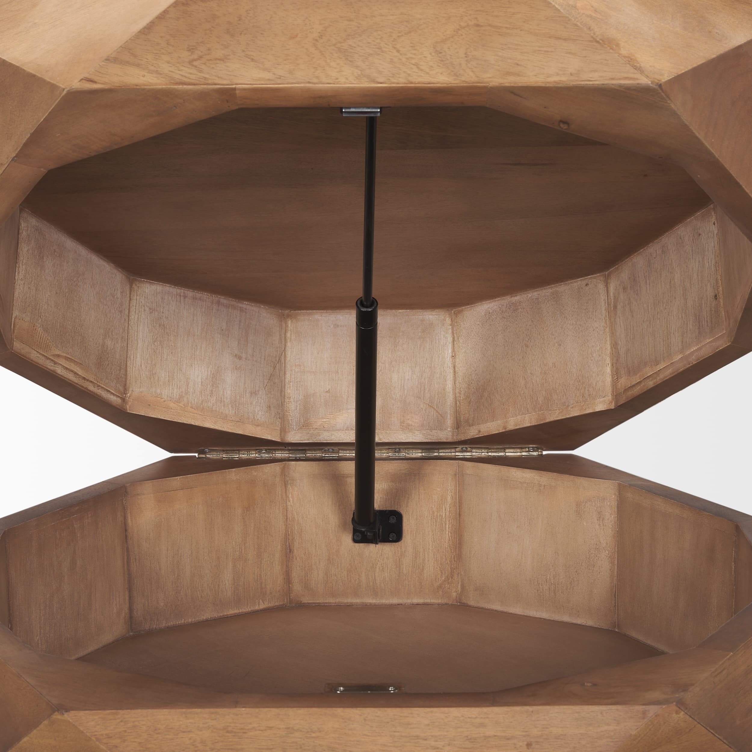 Arreto 36" Hexagonal Hinged Solid Wood Top and Base Coffee Table — product photograph