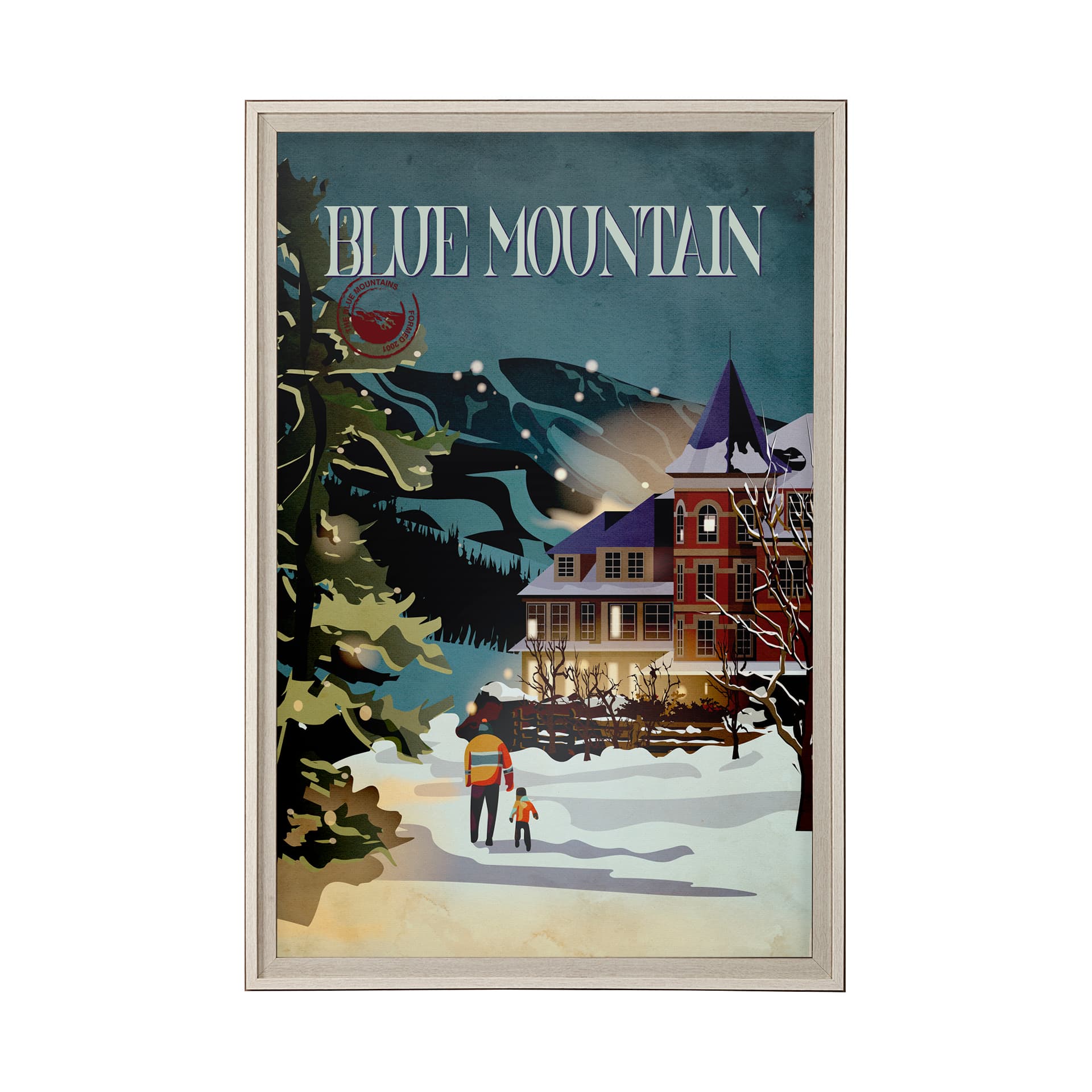Blue Mountain by Simeng a Framed Art Print Matted under Glass — product photograph