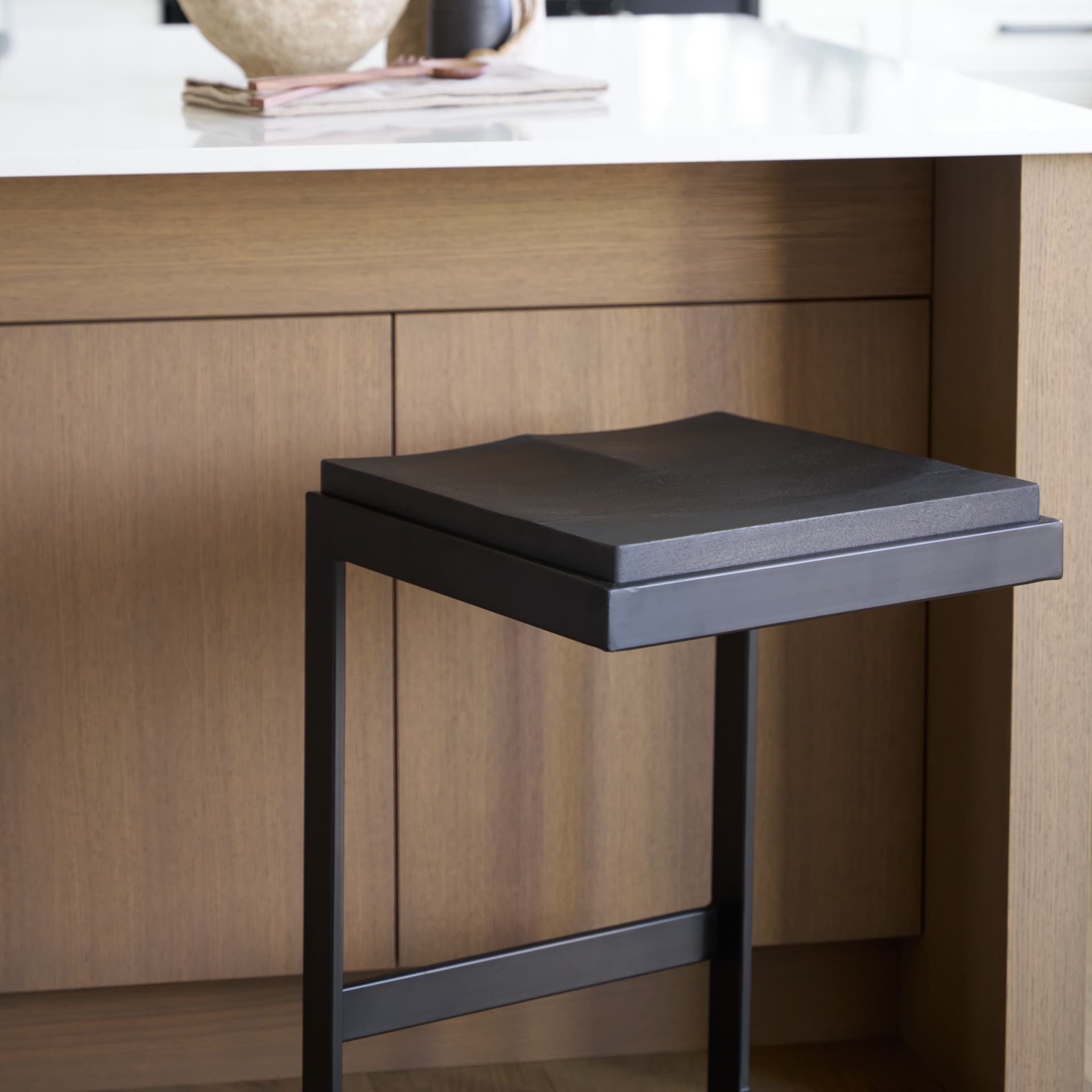 Kiran Backless 26in Seat Counter Stool | Black Wood w/ Black Metal — product photograph