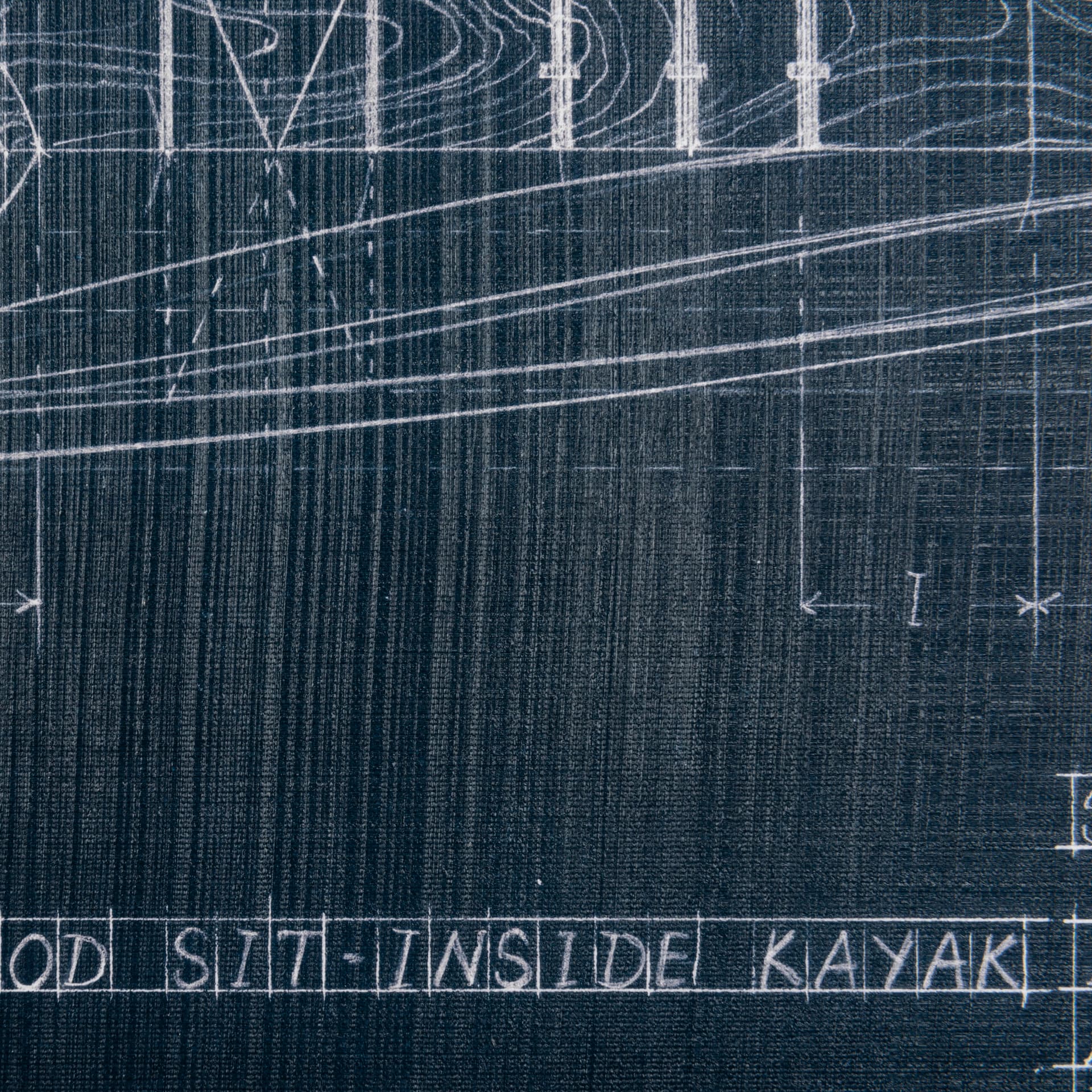 Kayak Blueprint (50 x 30) by Fiona H a Hand Embellished Textured Canvas — product photograph