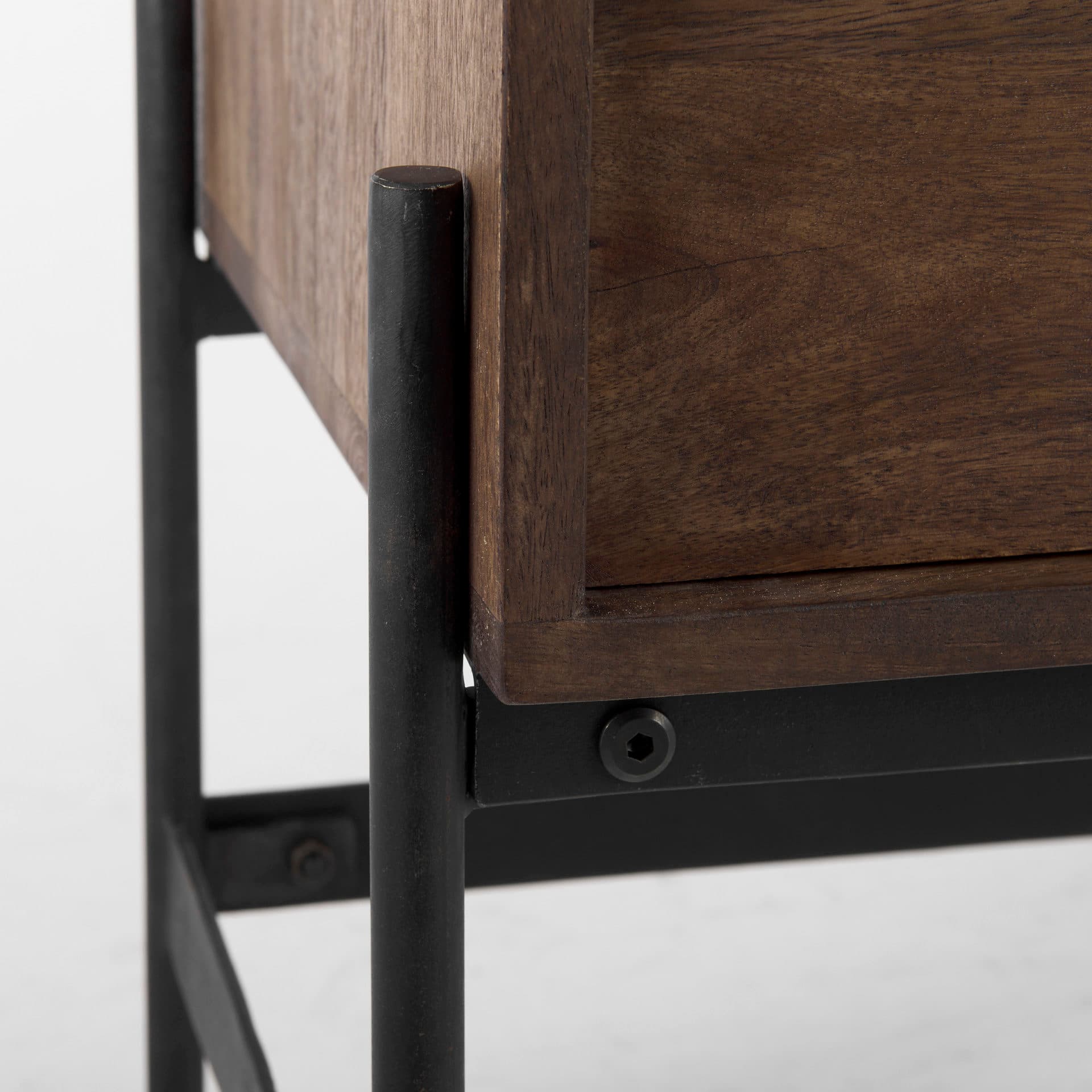 Glenn 38L x 16W x 30H Dark Brown Wood w/ Black Iron Frame, 2 Door Accent Cabinet — product photograph
