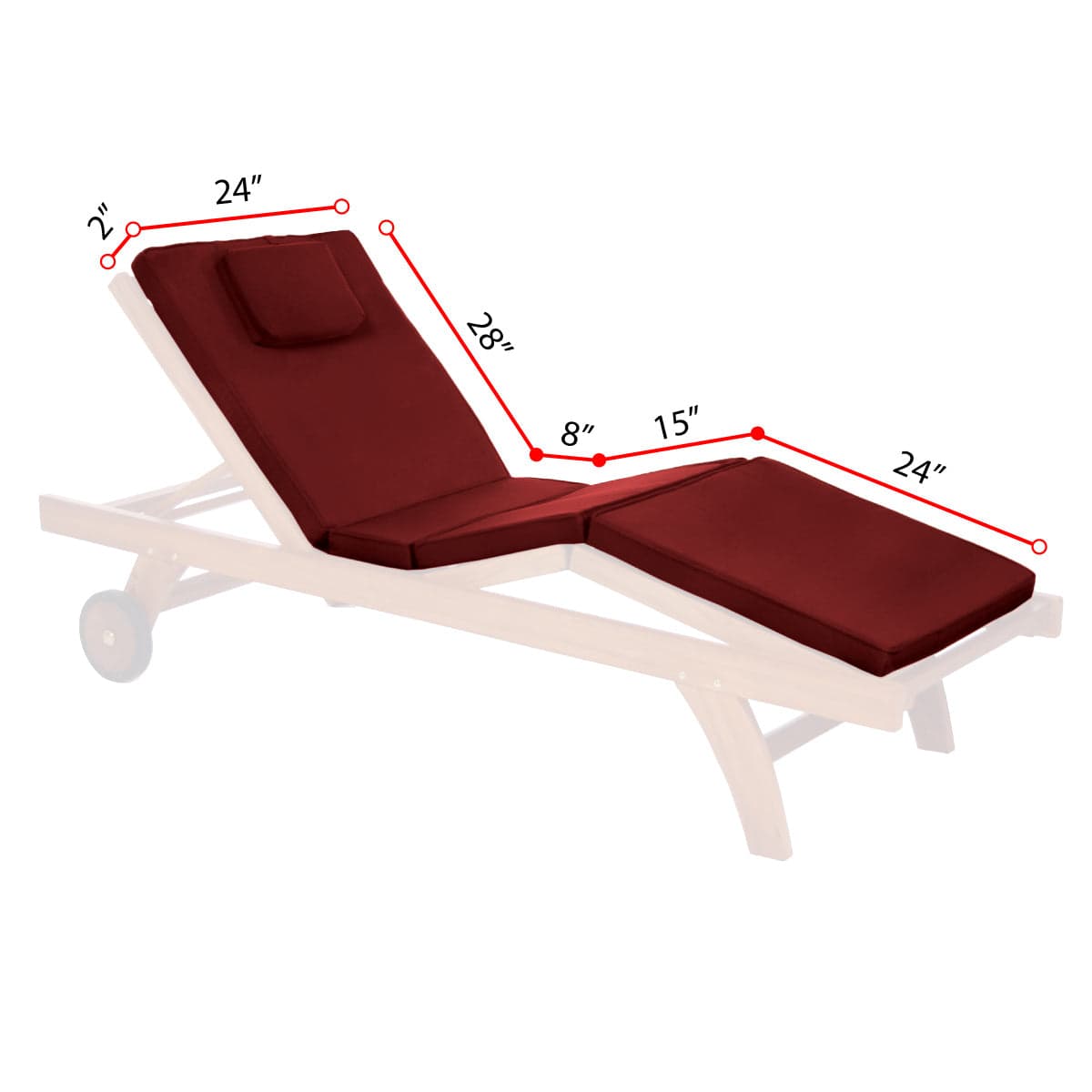 Chaise Lounger Red Cushion TC70-R — product photograph