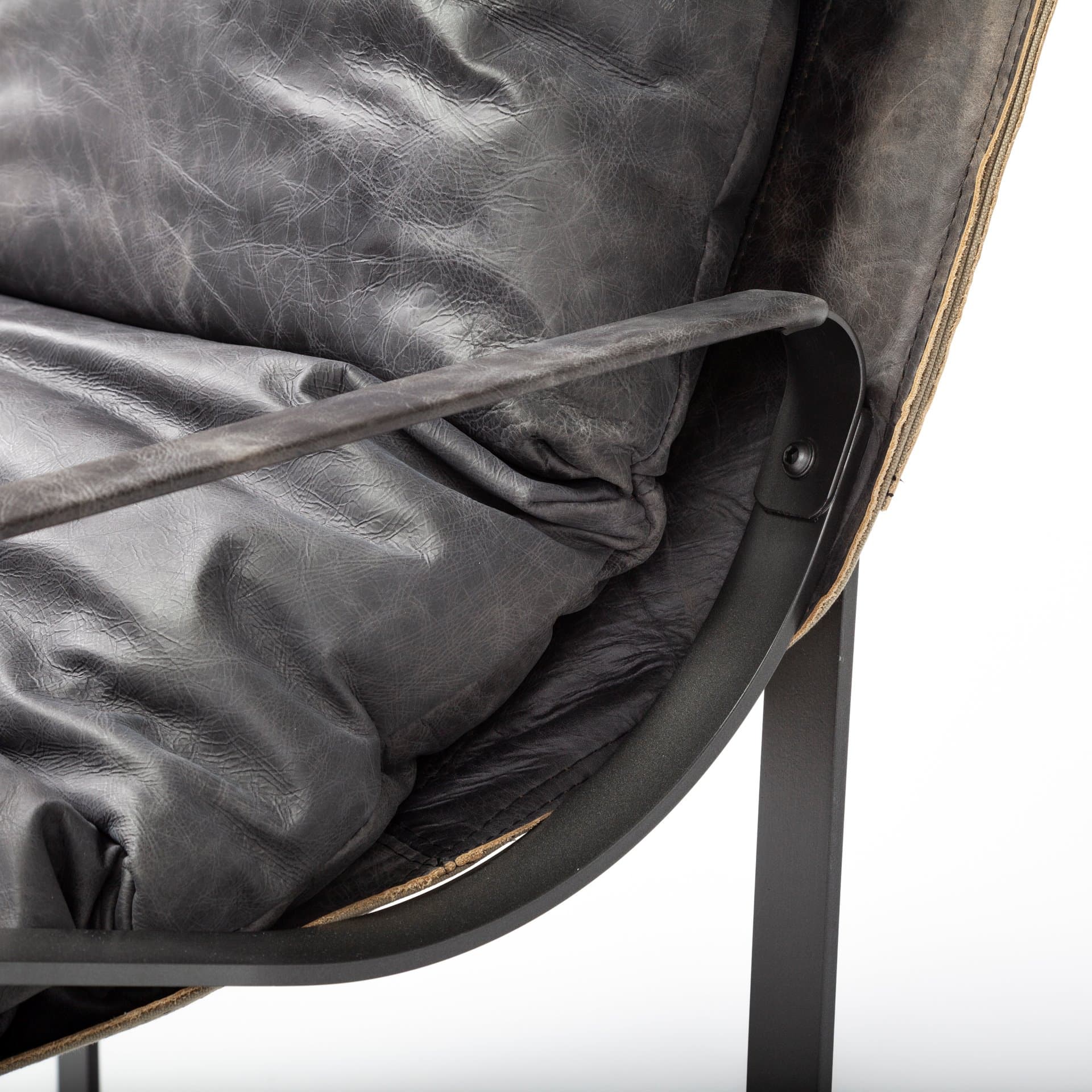 Hornet II Black Leather Body Metal Frame Accent Chair — product photograph