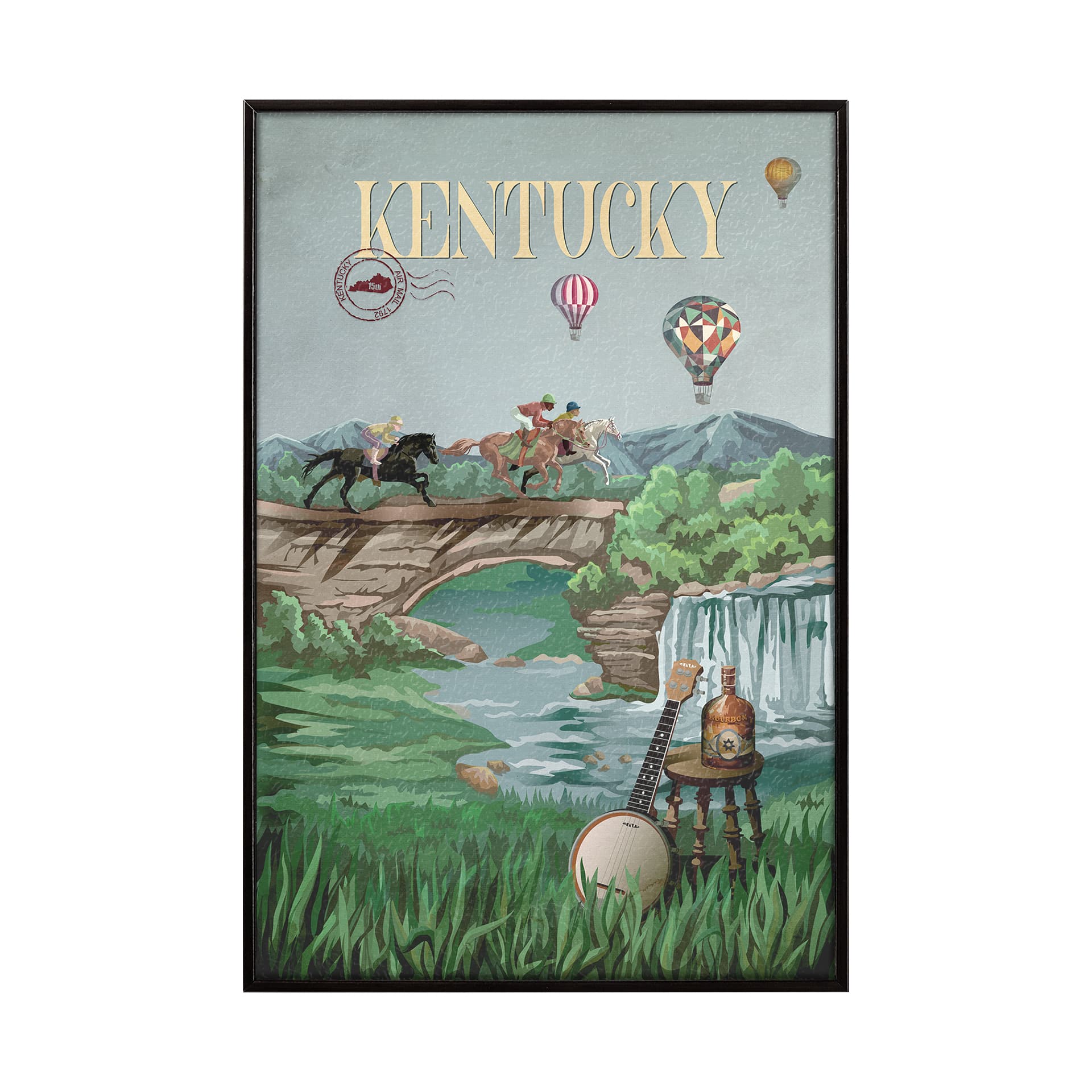 Kentucky Go USA (SM) by Mercana Studio a Hand Embellished Decograph Framed Art Print — product photograph