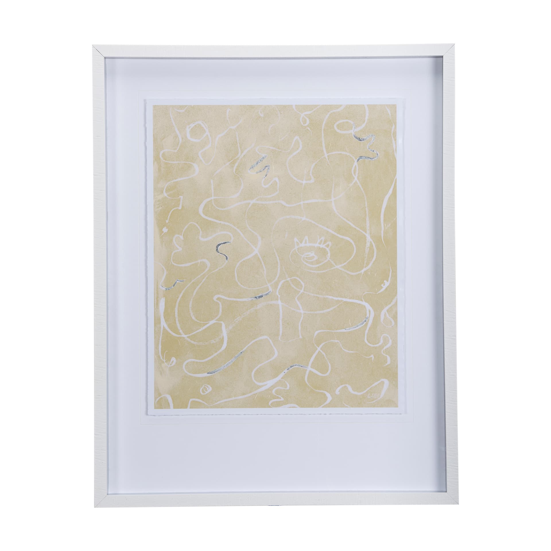 Thread Yellow II by Mercana Studio a Hand Embellished Textured Framed Art Print Matted under Glass — product photograph