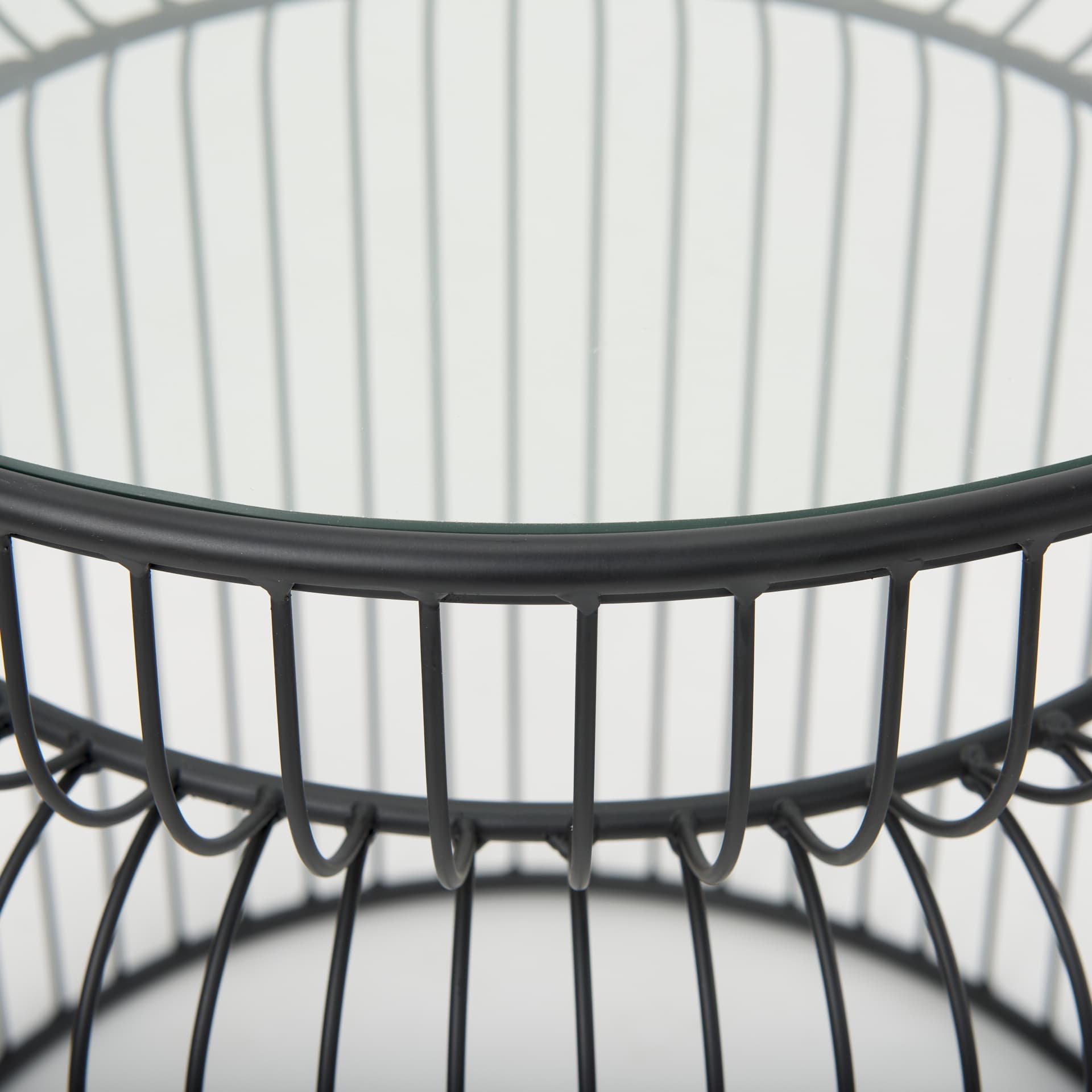 Shani Set of 2 Round, Black Metal w/ Glass, Accent Tables — product photograph