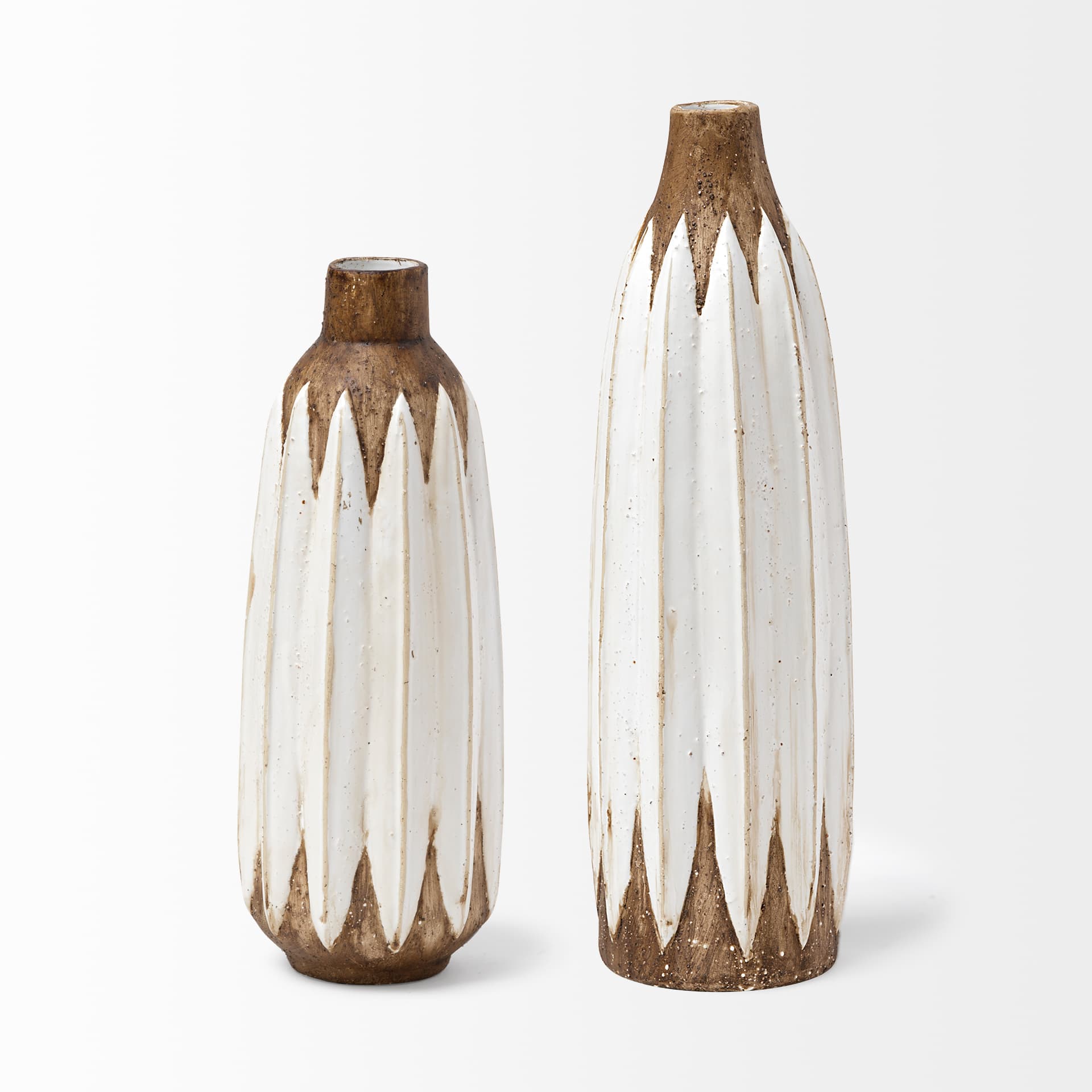 Sisko II Tall Rustic Brown White Ceramic Vase — product photograph