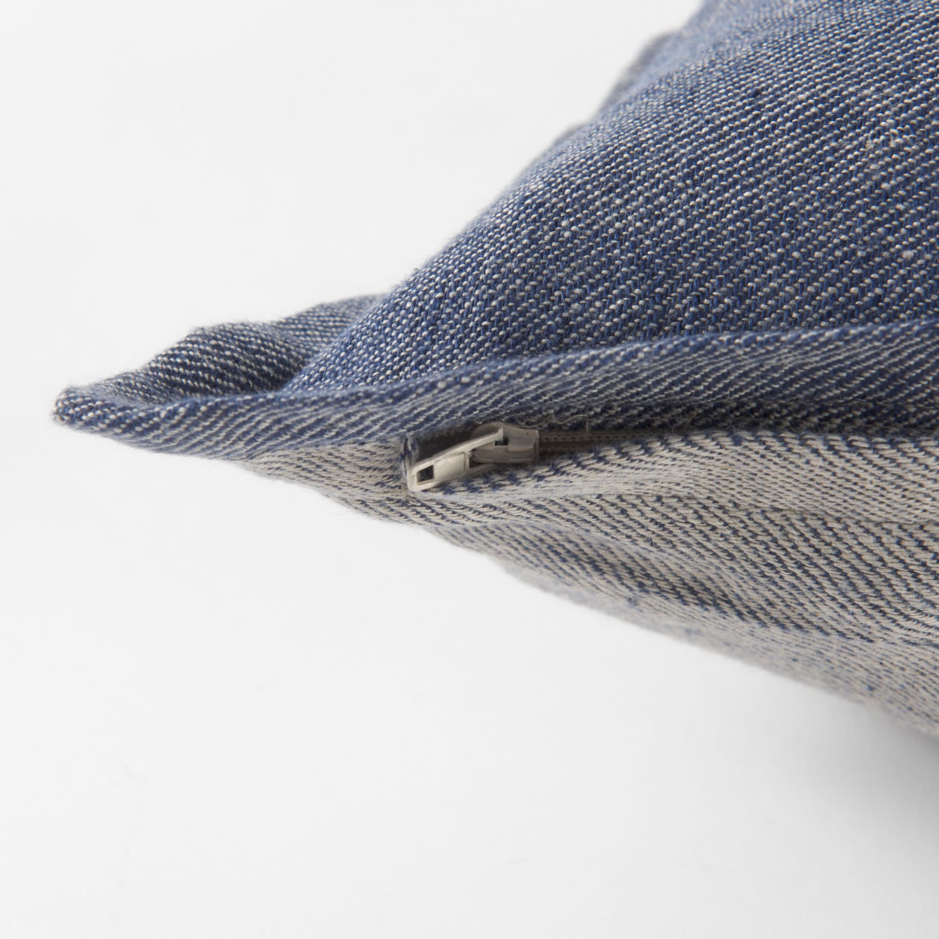 Aubrielle 14x26 Gray and Blue Fabric Color Blocked Pillow Cover — product photograph