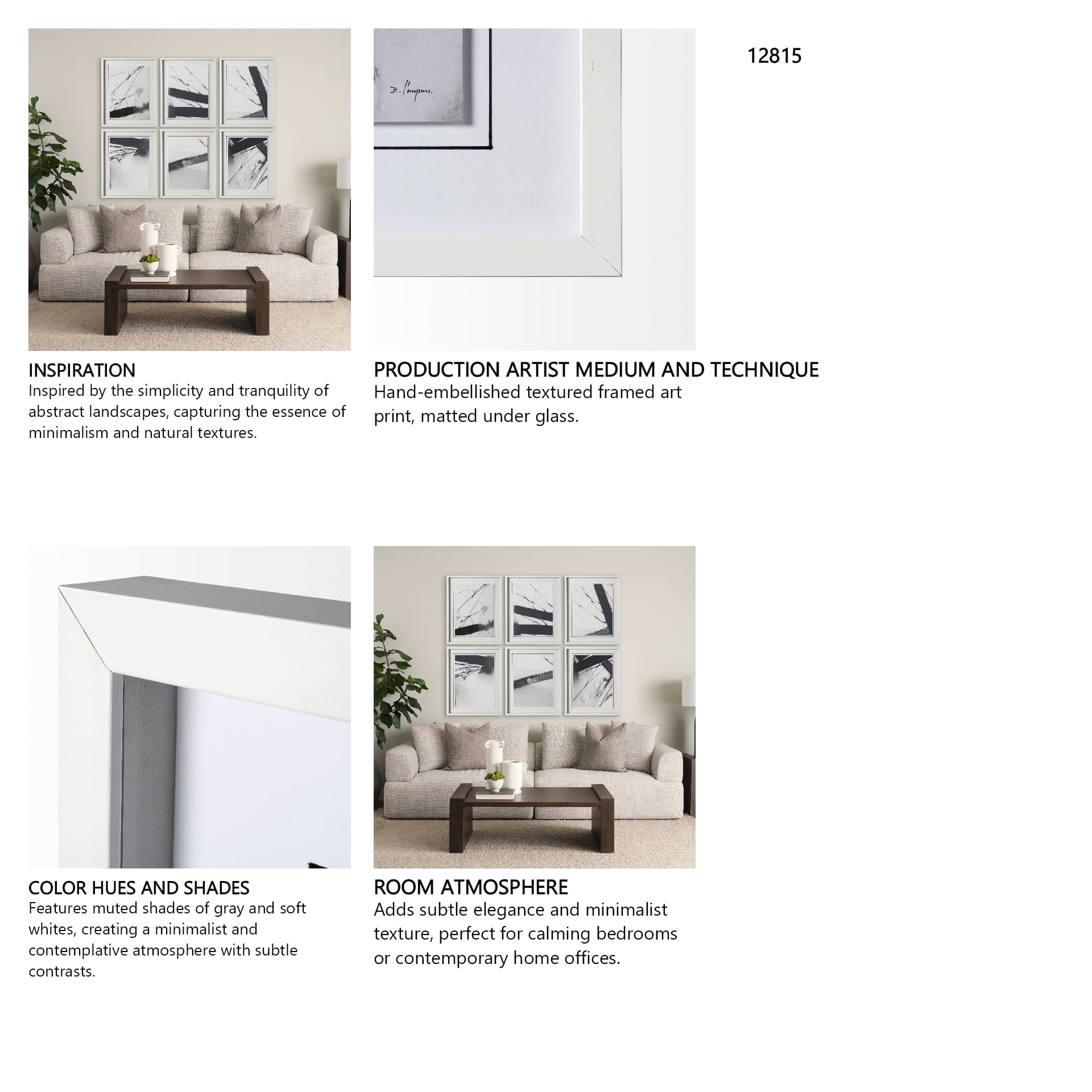 Directions V by Mercana Studio a Hand Embellished Textured Framed Art Print Matted under Glass — in a styled room