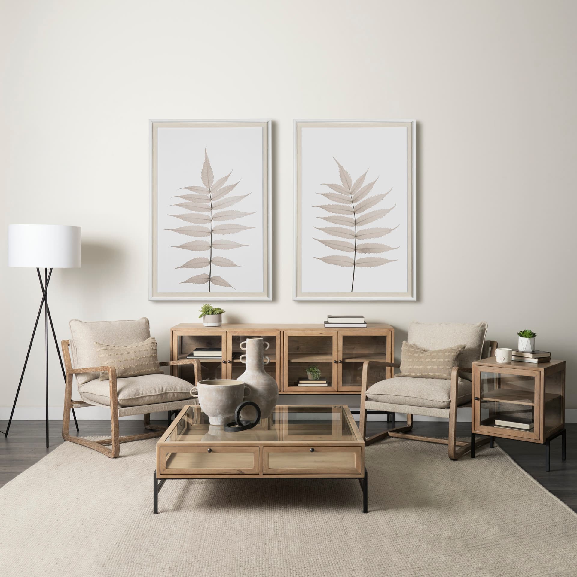 Lithe Leaves by Assaf Frank a Framed Art Print Matted under Glass — in a styled room