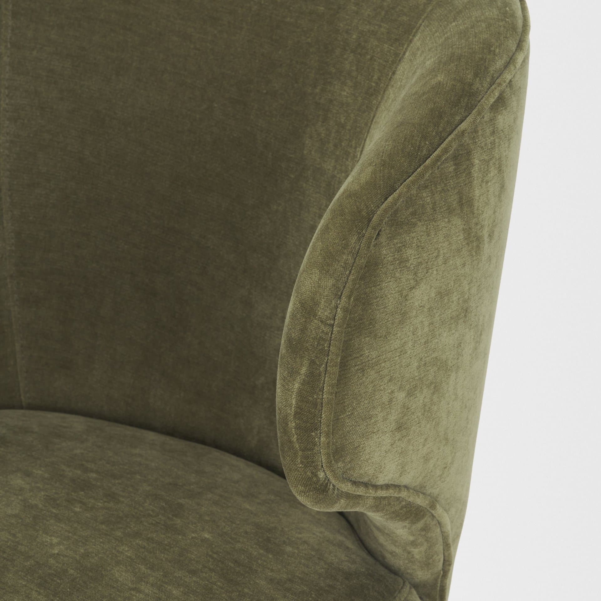 Niles Wingback Dining Side Chair | Moss Olive Fabric w/ Wooden — product photograph