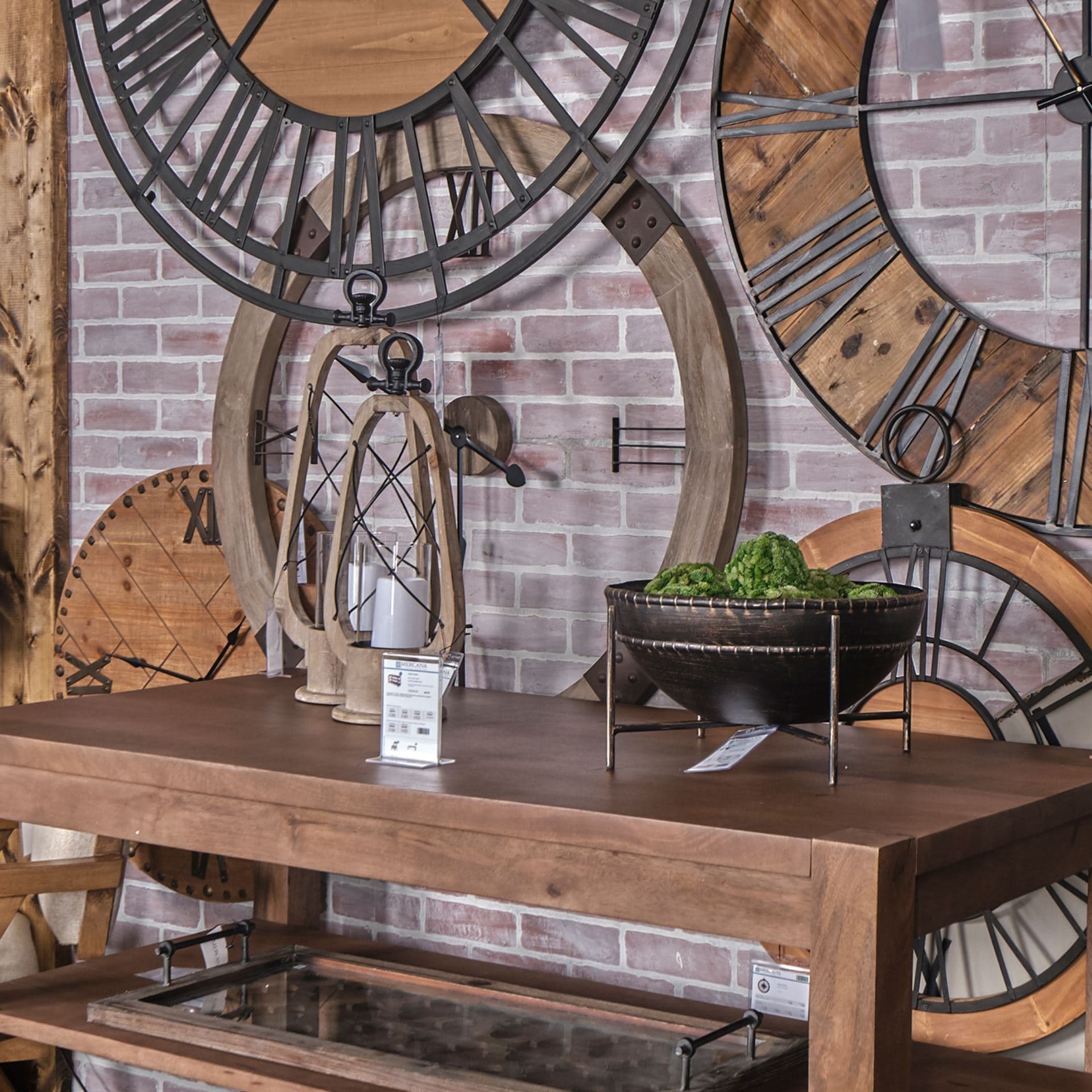 Zain II Large Brown Wooden Vintage Inspired Candle Holder Lantern — product photograph
