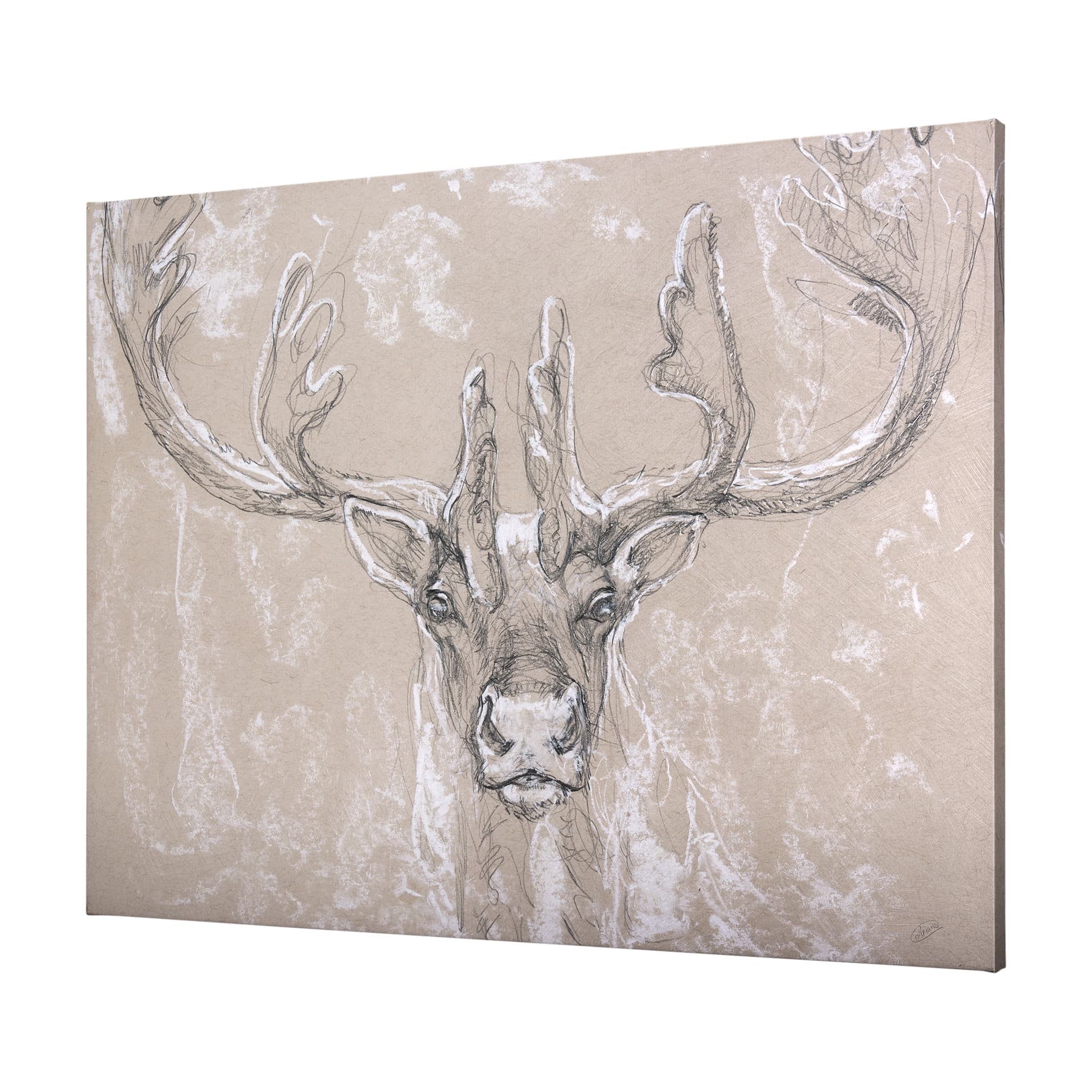 Sketch of animal II (Caribou) by Mercana Studio a Hand Embellished Textured Canvas — product photograph
