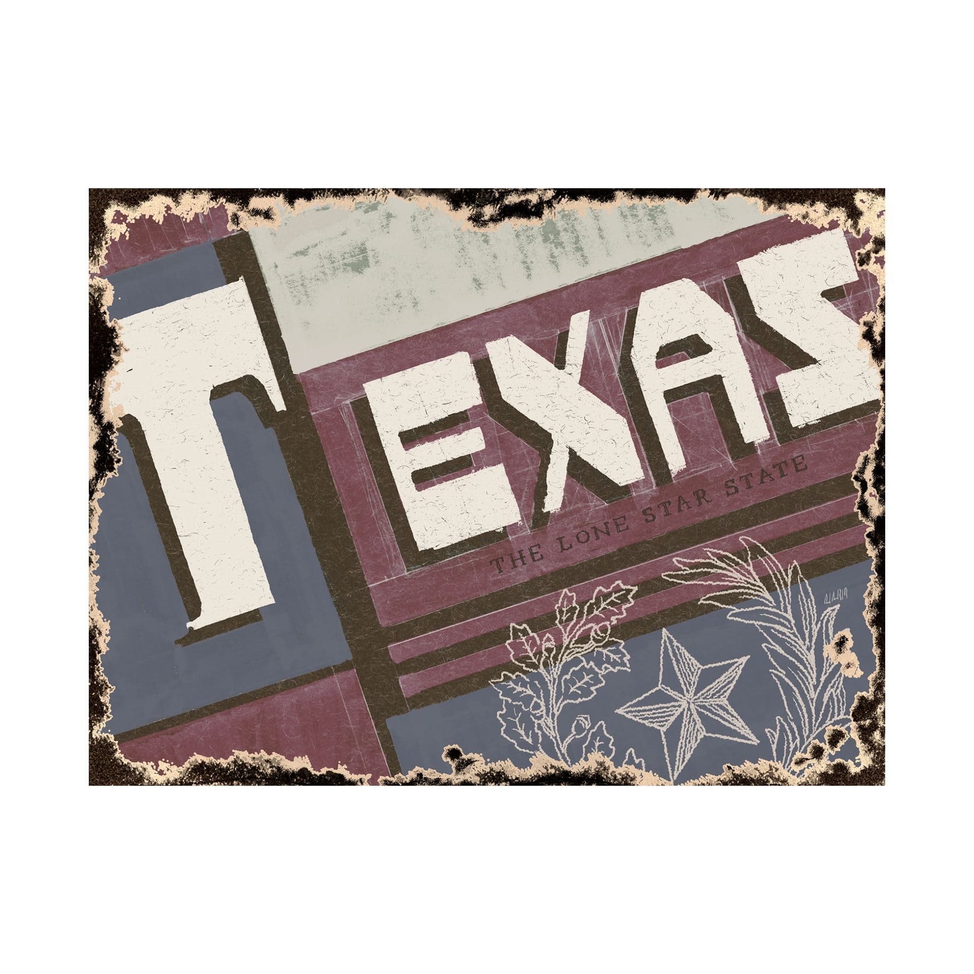 Texas by Alarm a Hand Embellished Textured Canvas — product photograph