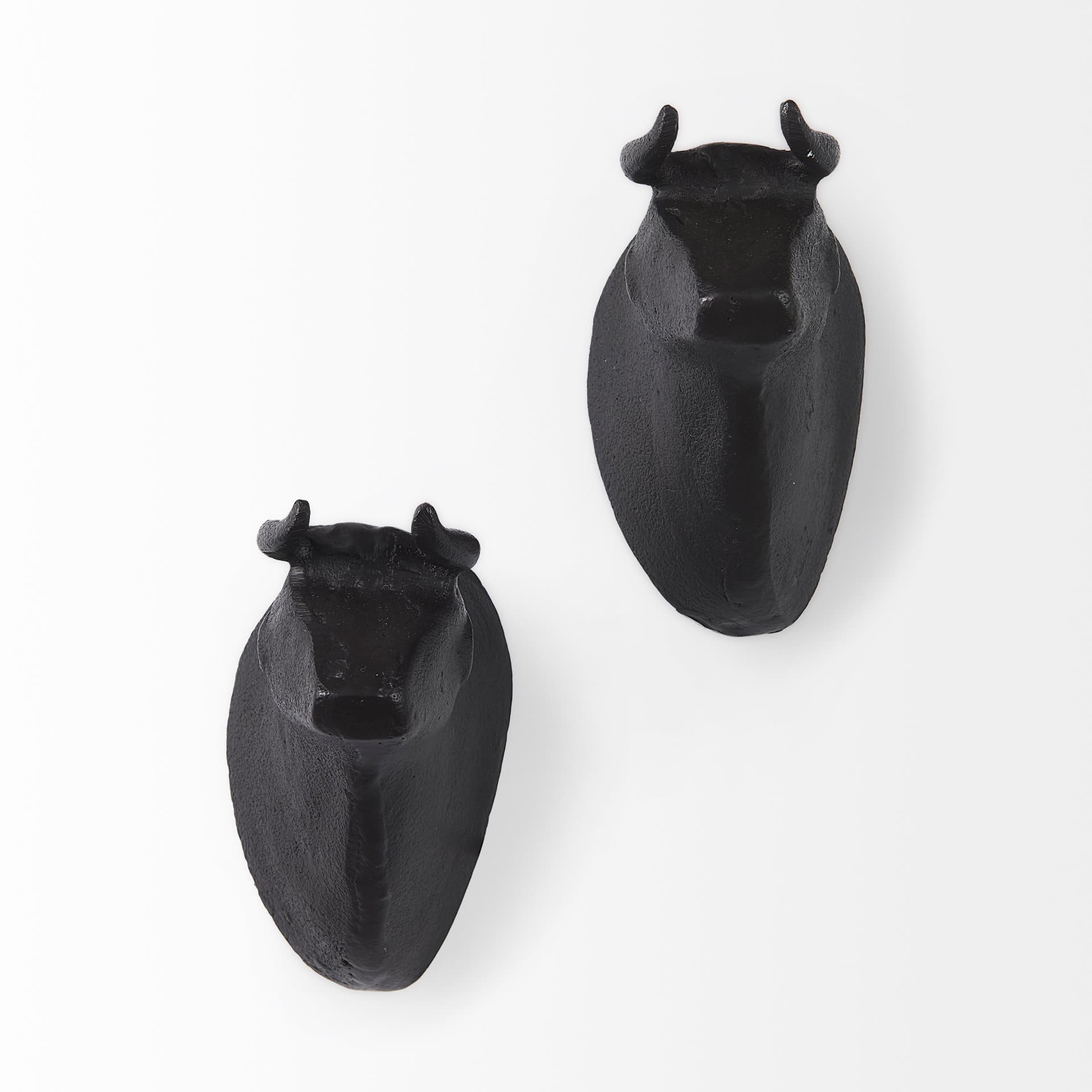 Taurus IV (Set of 2) Black Cast Aluminum Bull Wall Decor — product photograph