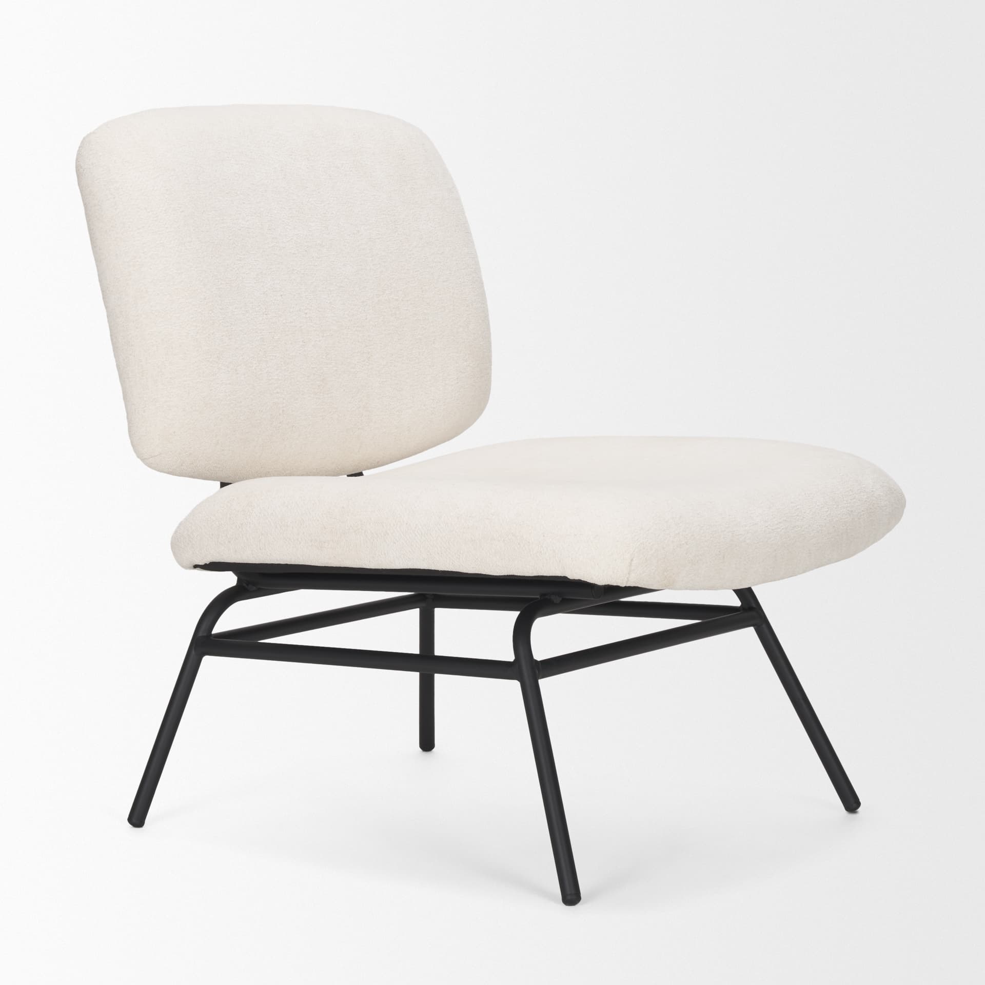 Nora Cream Fabric w/ Matte Black Metal Legs Accent Chair — product photograph