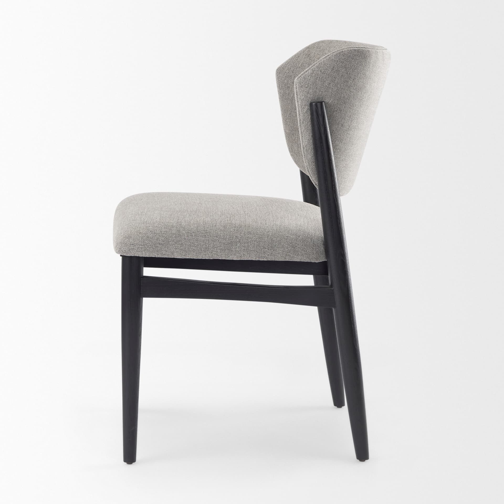 Cline Curved Back Dining Side Chair | Gray Fabric w/ Black Wood — product photograph