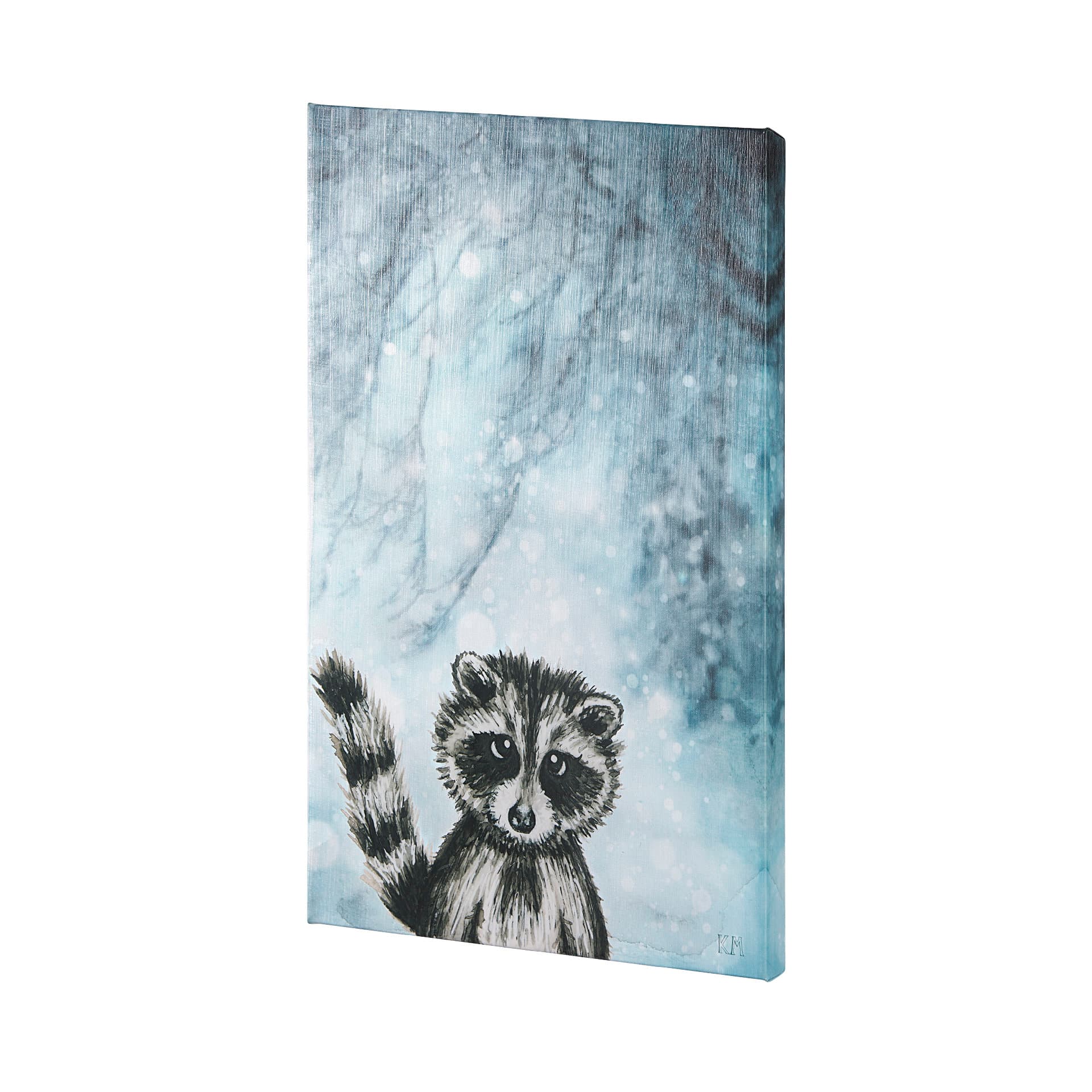 Winter Racoon by Mercana Studio a Hand Embellished Textured Canvas — product photograph