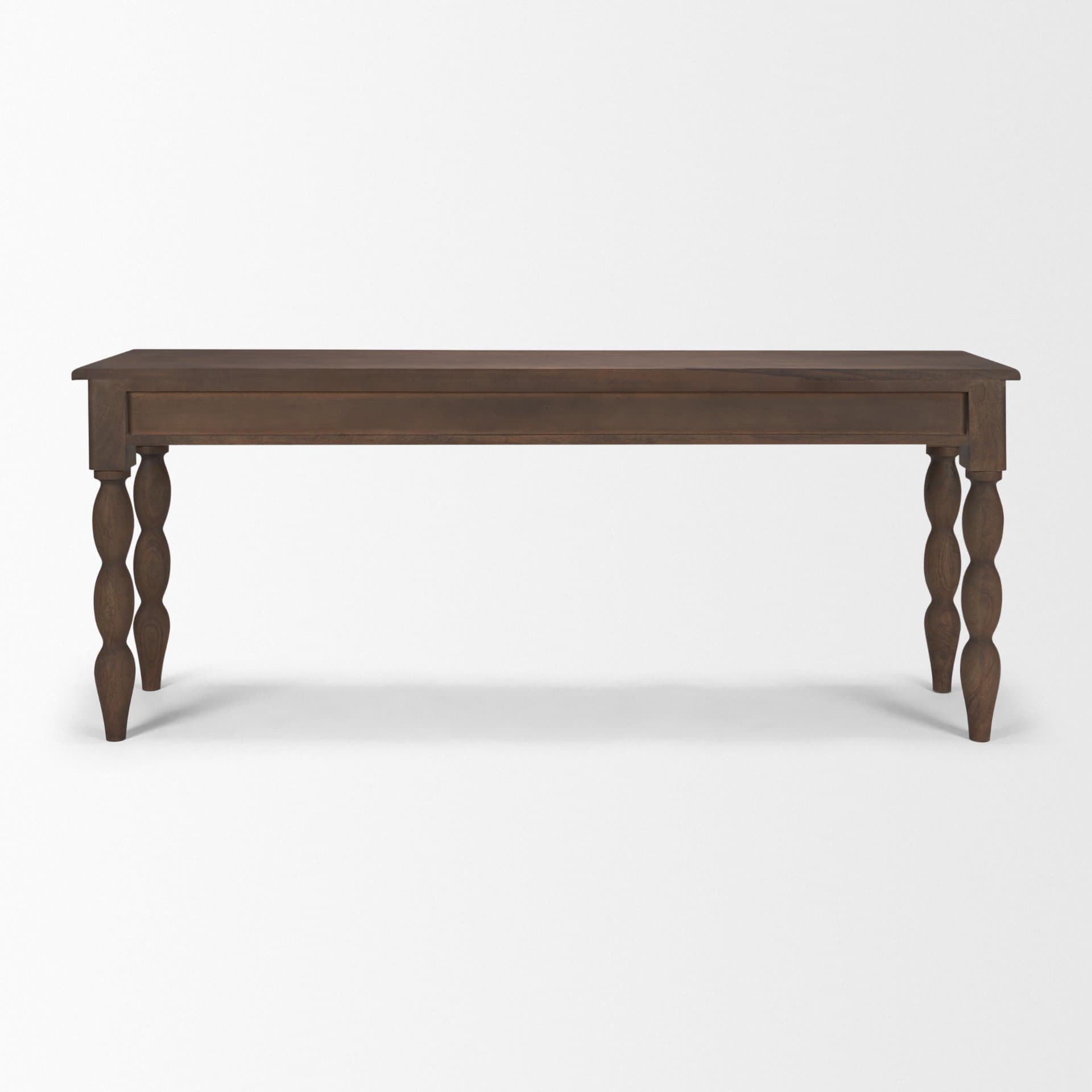 Angeline Spool Turned Console Table | Dark Brown Wood | 2 Drawers — product photograph